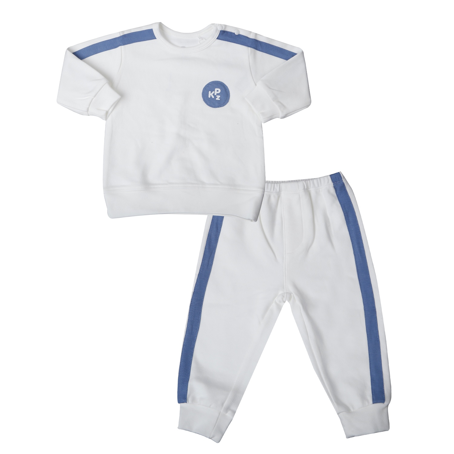 Bộ quần áo dài tay cài vai KidsPlaza in hình ND25D (Trắng)