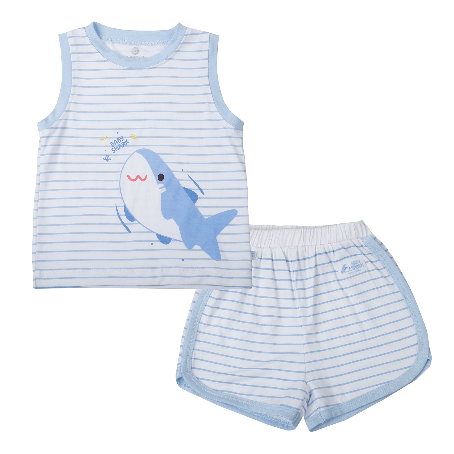 Bộ quần áo ba lỗ KidsPlaza in cá TT25H (Trắng xanh)