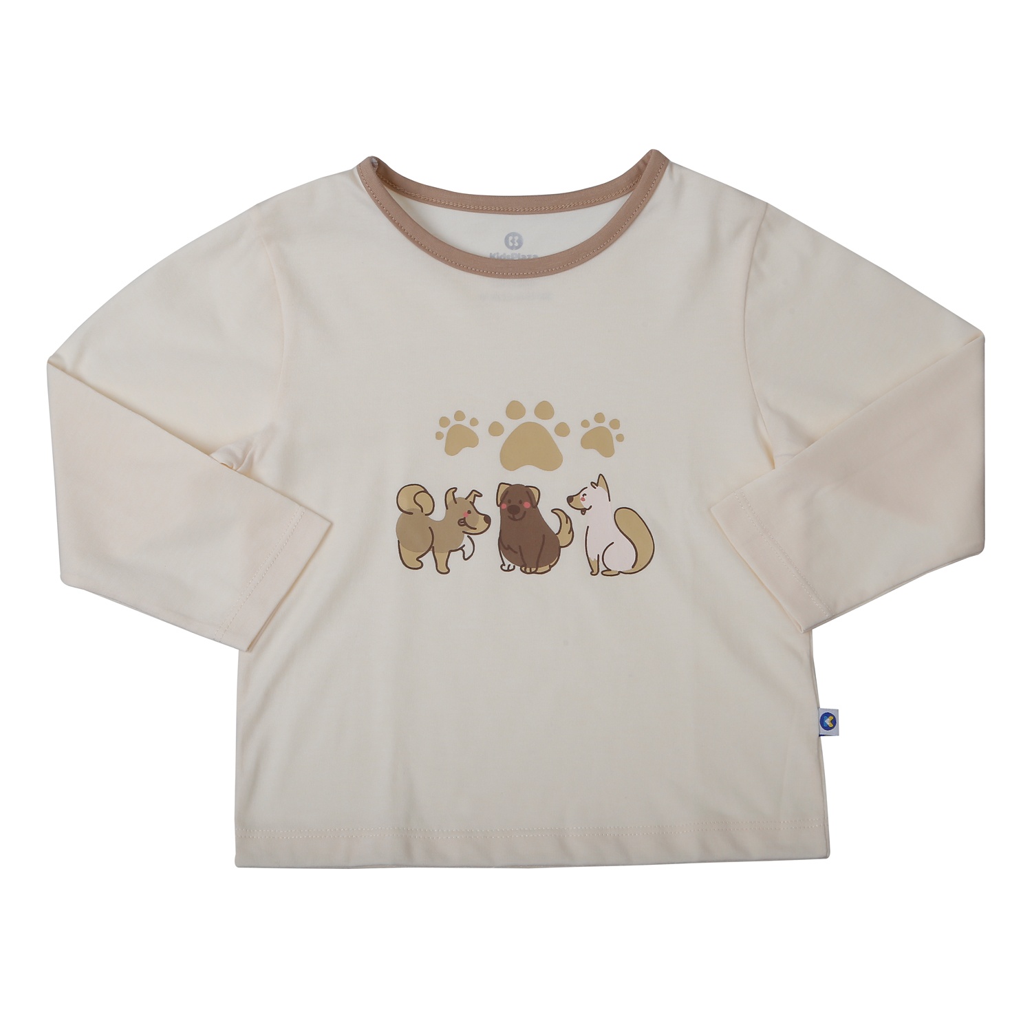 Bộ quần áo dài tay bé trai KidsPlaza cotton in cún BA25T (Nâu be)