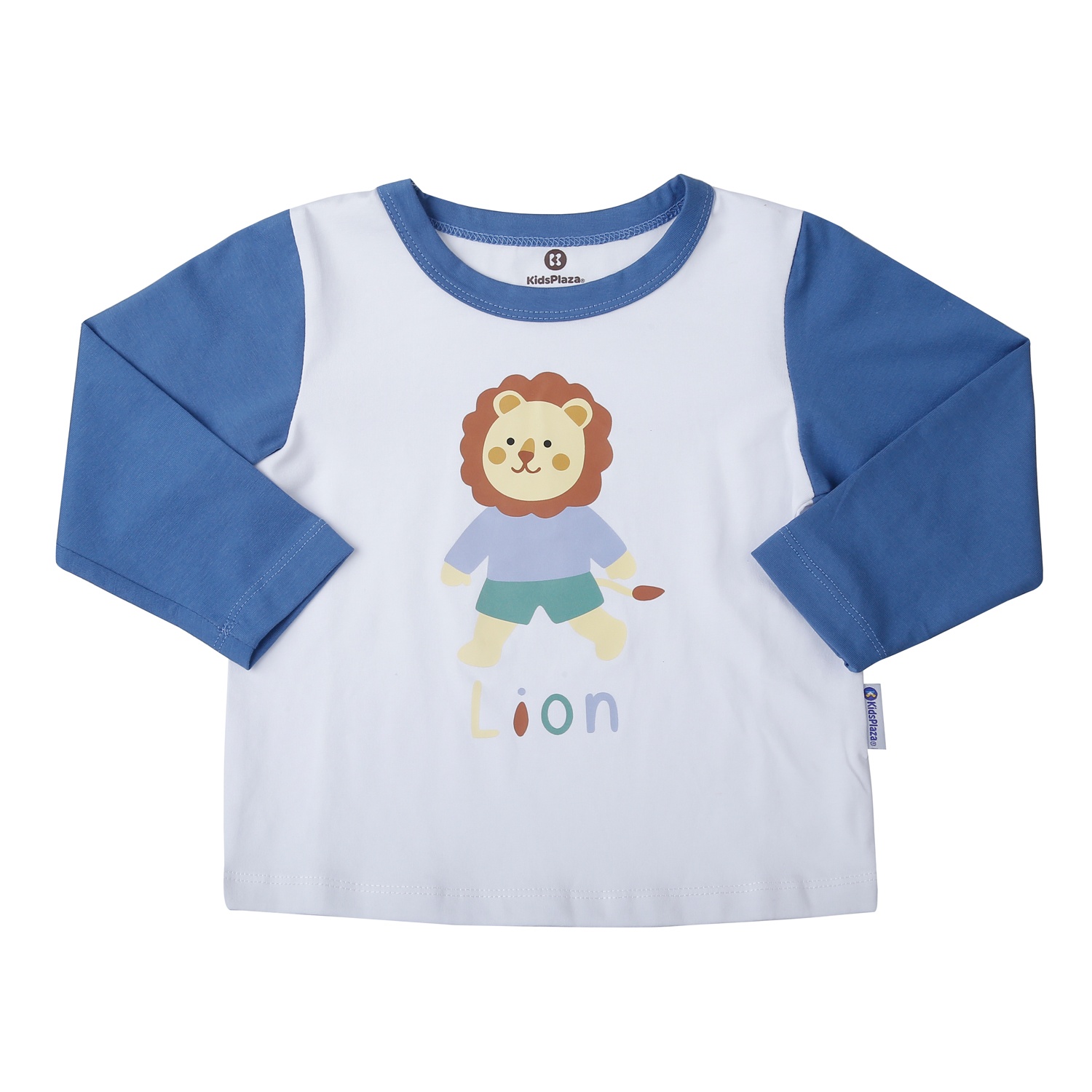 Bộ quần áo dài tay bé trai KidsPlaza cotton in lion M25T (Trắng xanh)