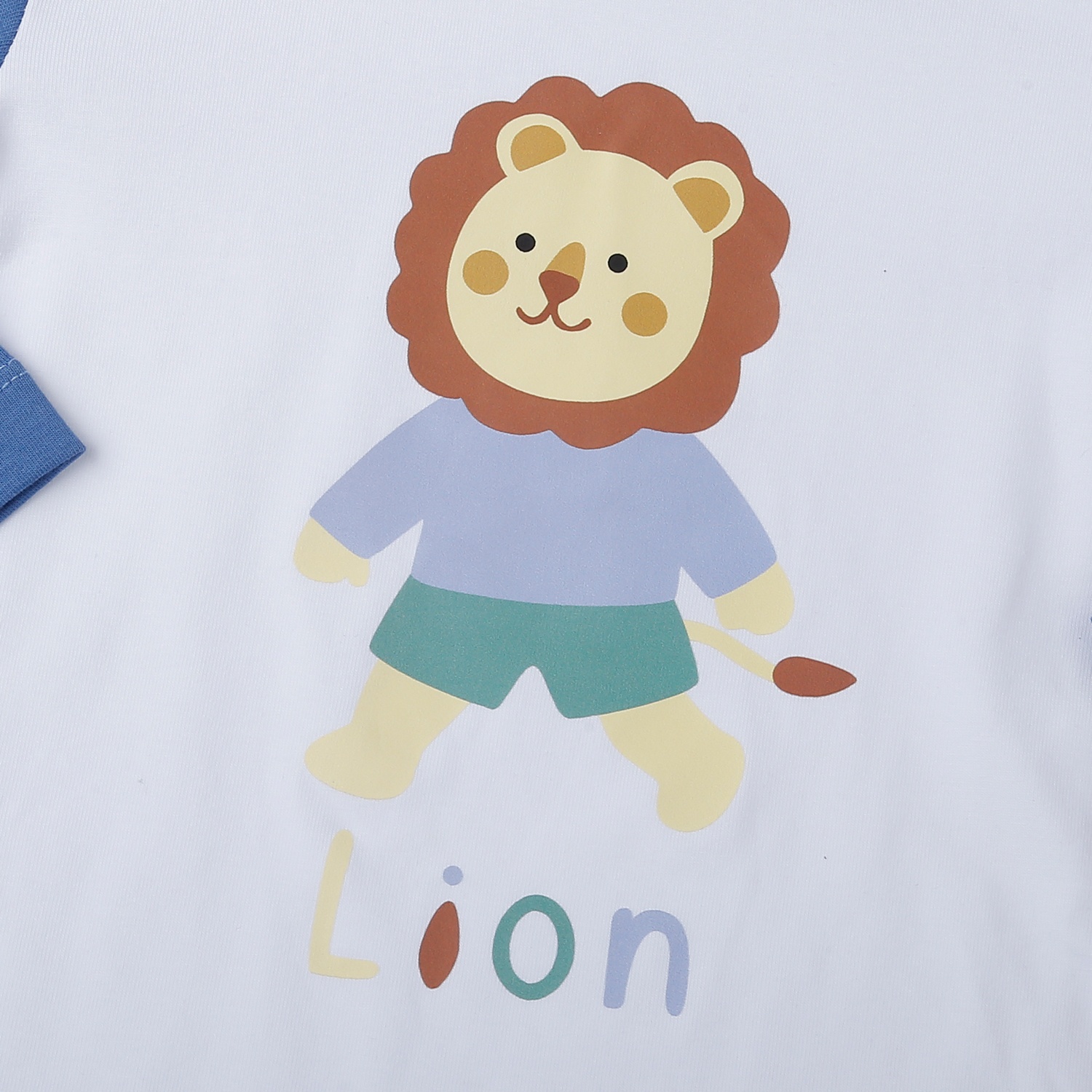Bộ quần áo dài tay bé trai KidsPlaza cotton in lion M25T (Trắng xanh)