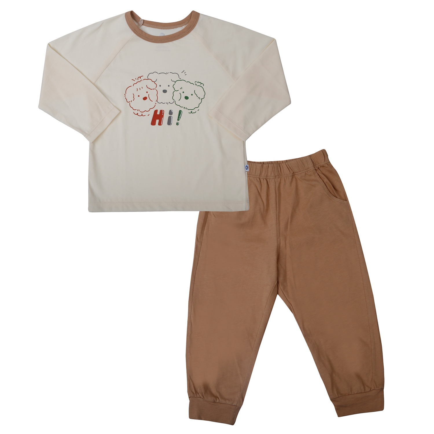 Bộ quần áo dài tay bé trai KidsPlaza in cún HN25T (Nâu be)