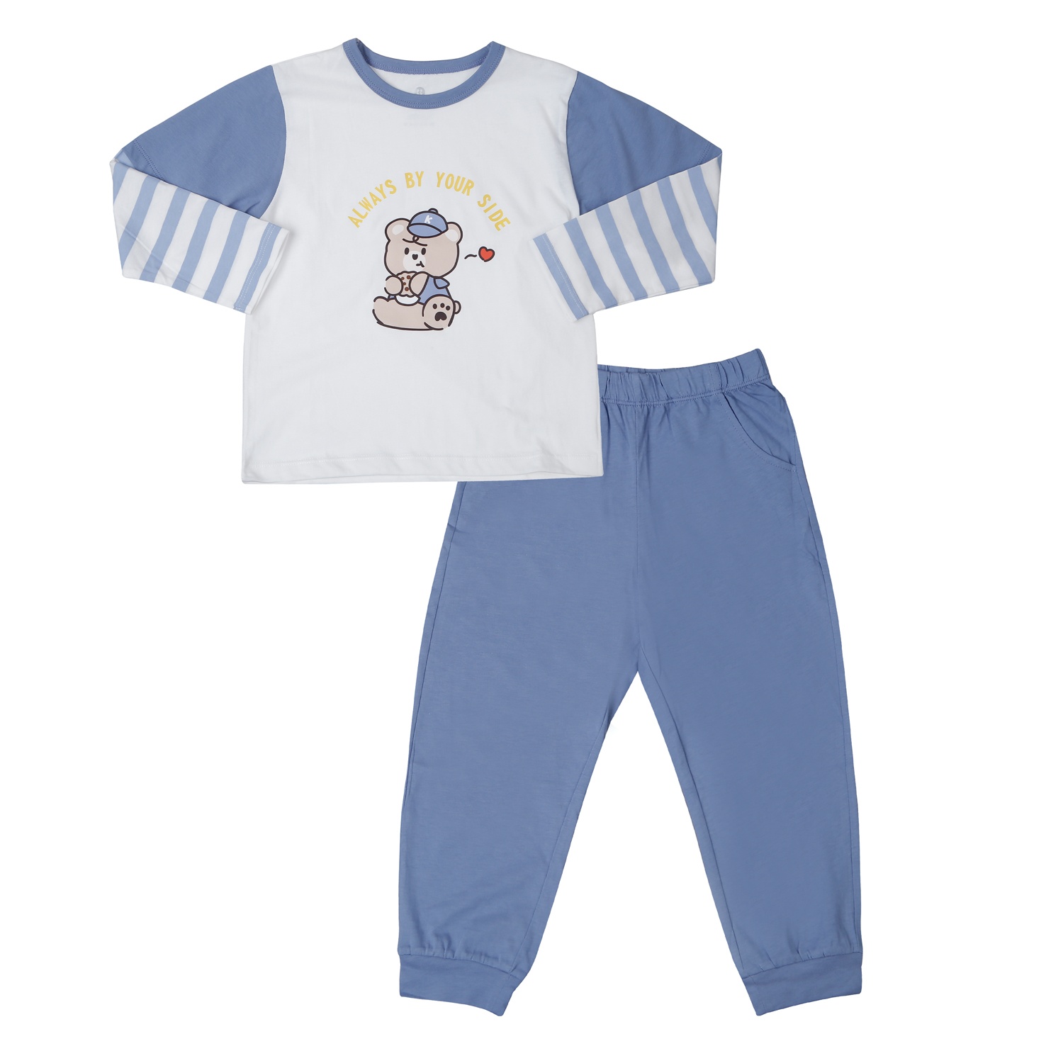 Bộ quần áo dài tay bé trai KidsPlaza in gấu HN25T (Xanh)