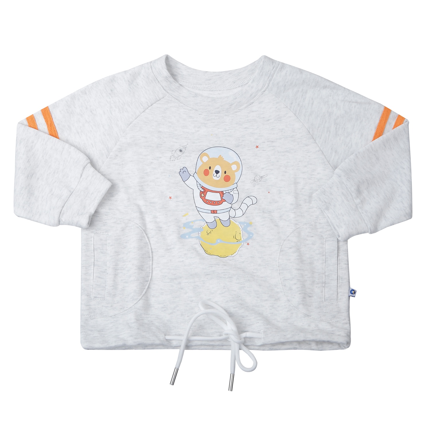 Bộ quần áo dài tay bé trai KidsPlaza in gấu vũ trụ HN25D (Ghi)  hình 2