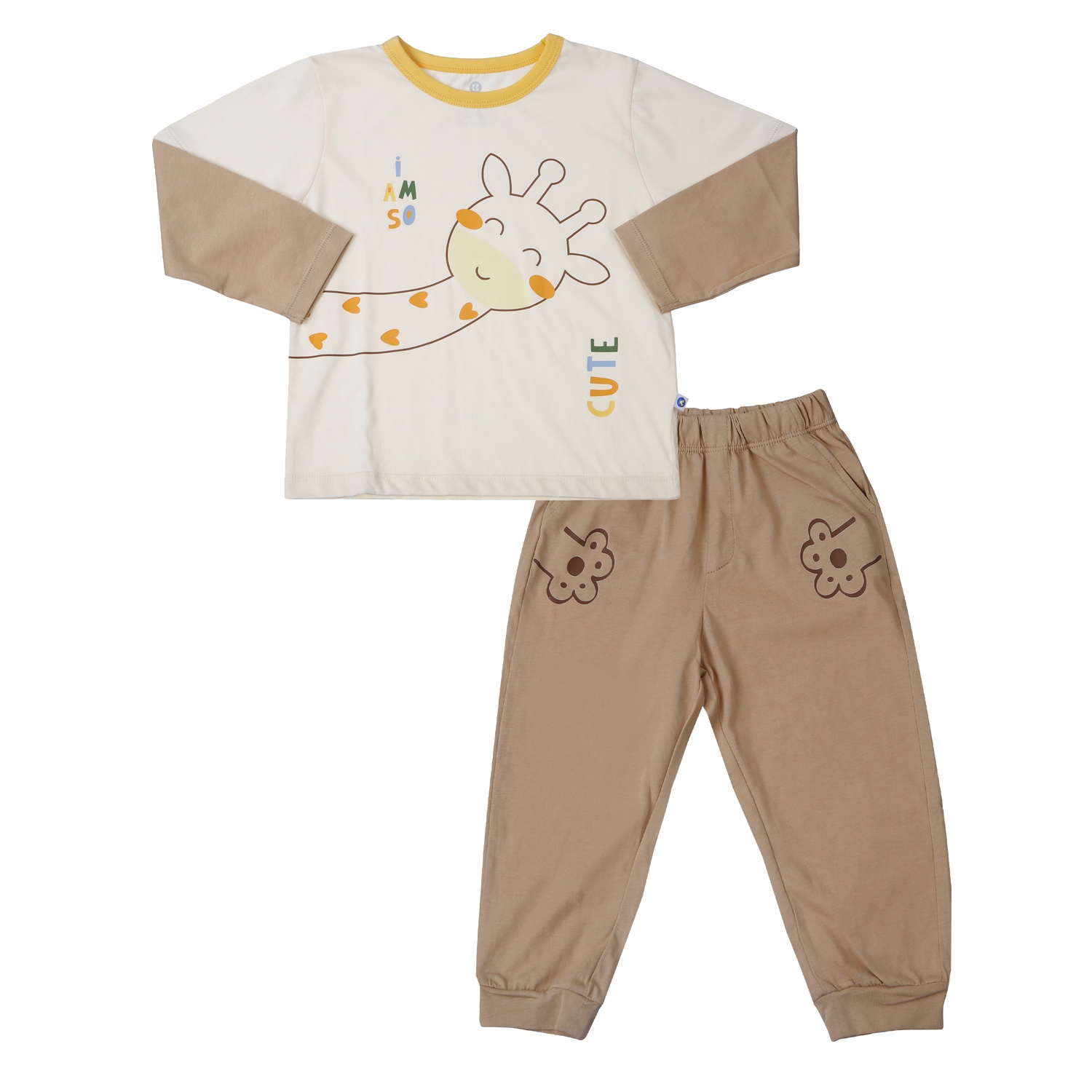 Bộ quần áo dài tay bé trai KidsPlaza in hươu cao cổ HN25T (Nâu) 