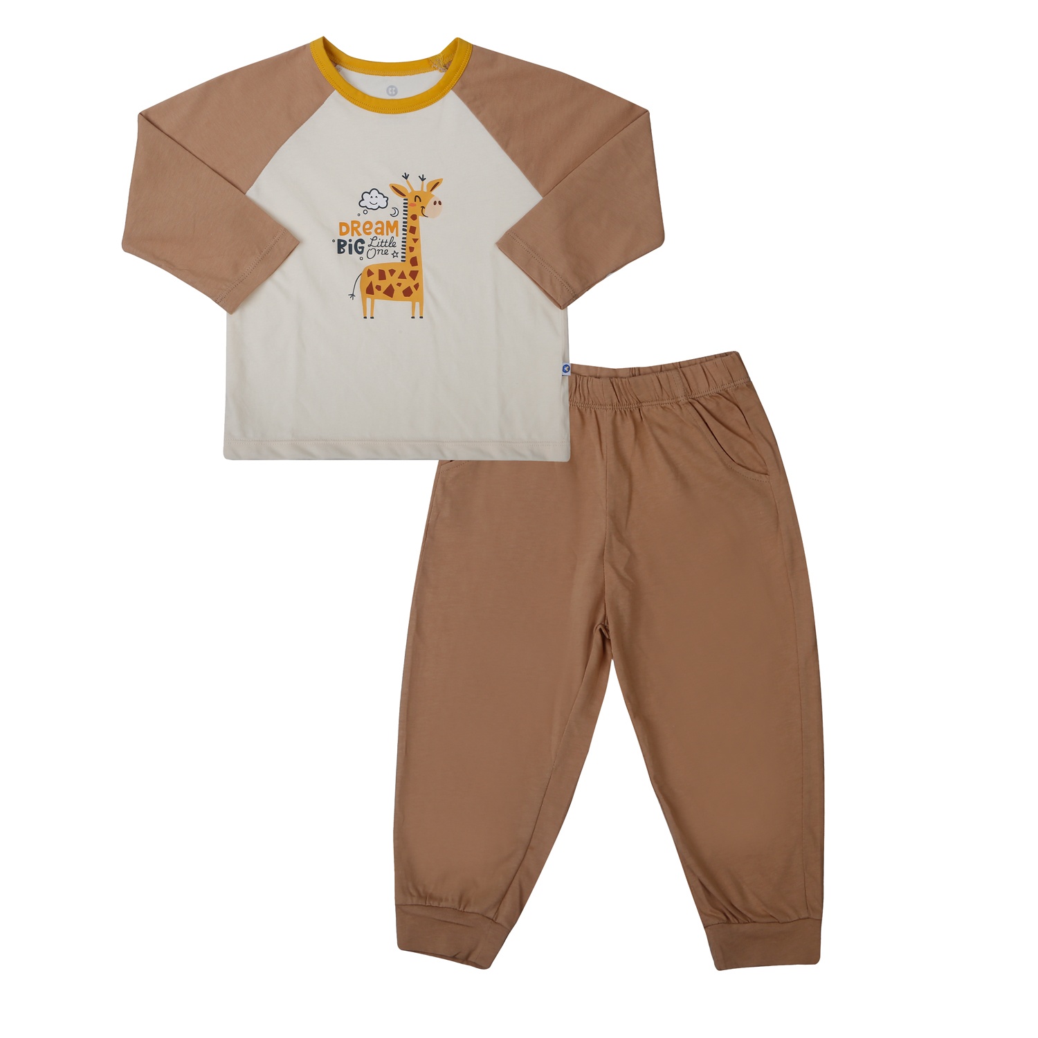 Bộ quần áo dài tay bé trai KidsPlaza in hươu HN25T (Nâu be)