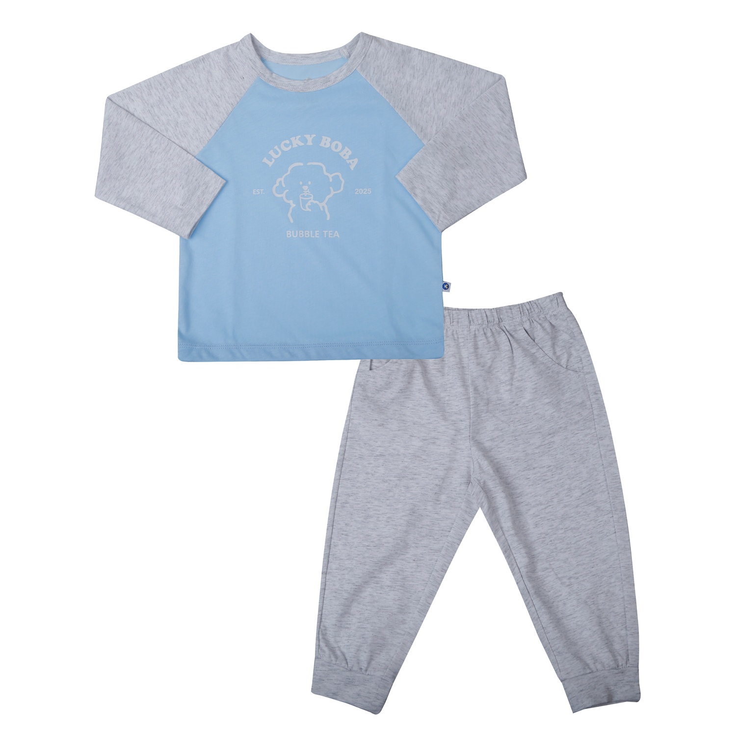 Bộ quần áo dài tay bé trai KidsPlaza in luky boba HN25T (Màu xám) 