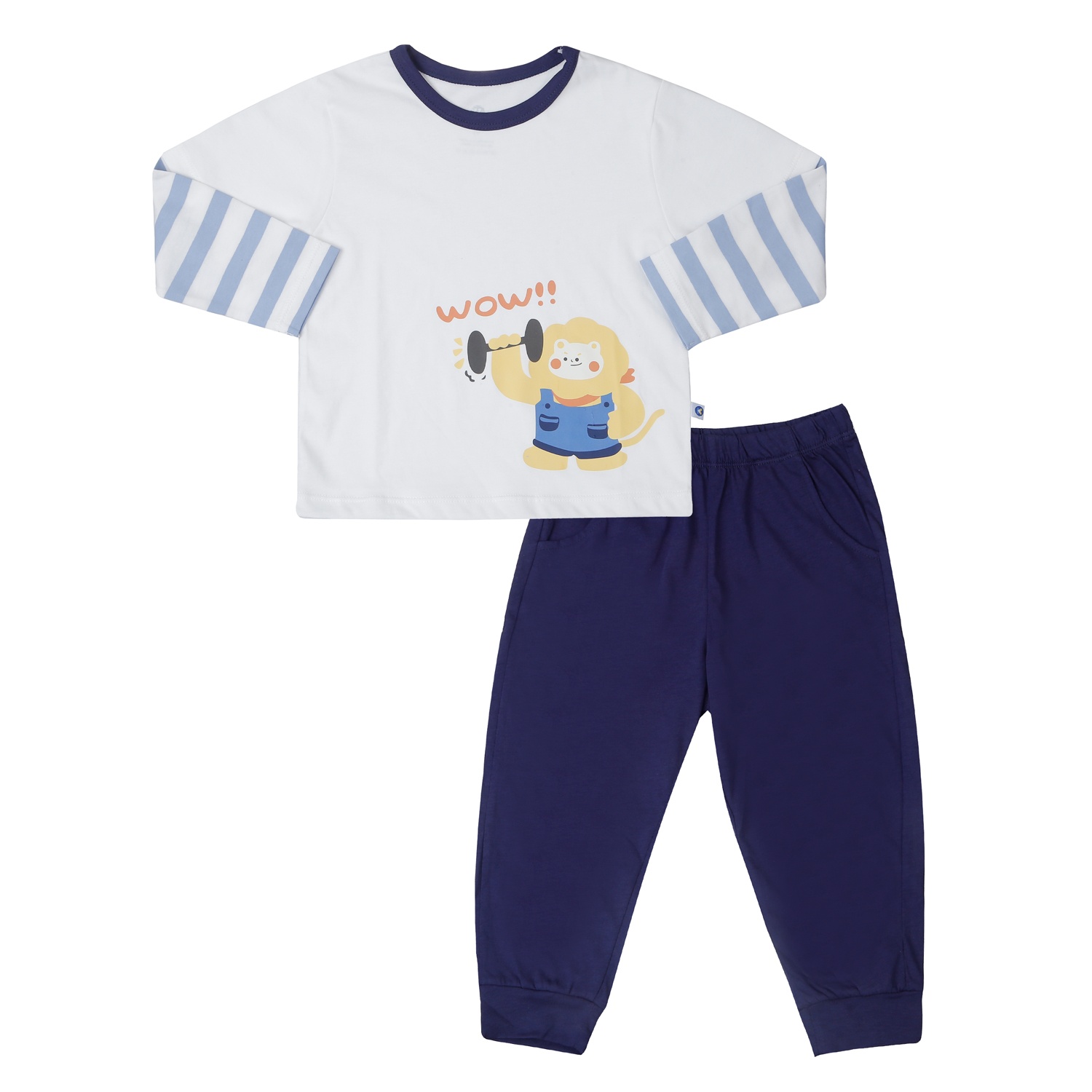 Bộ quần áo dài tay bé trai KidsPlaza in wow HN25T (Xanh)