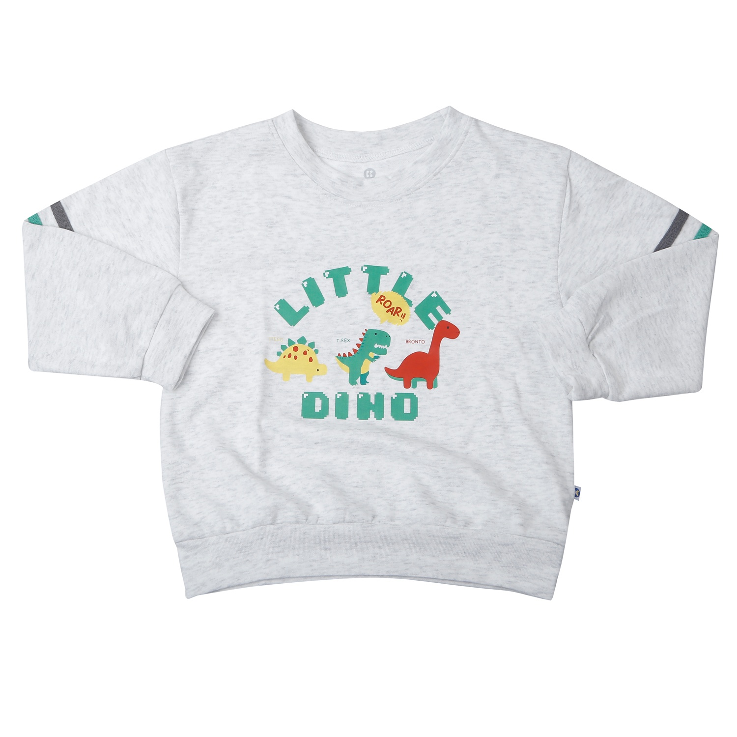 Bộ quần áo dài tay bé trai KidsPlaza nỉ da cá in little HN25D (Ghi)