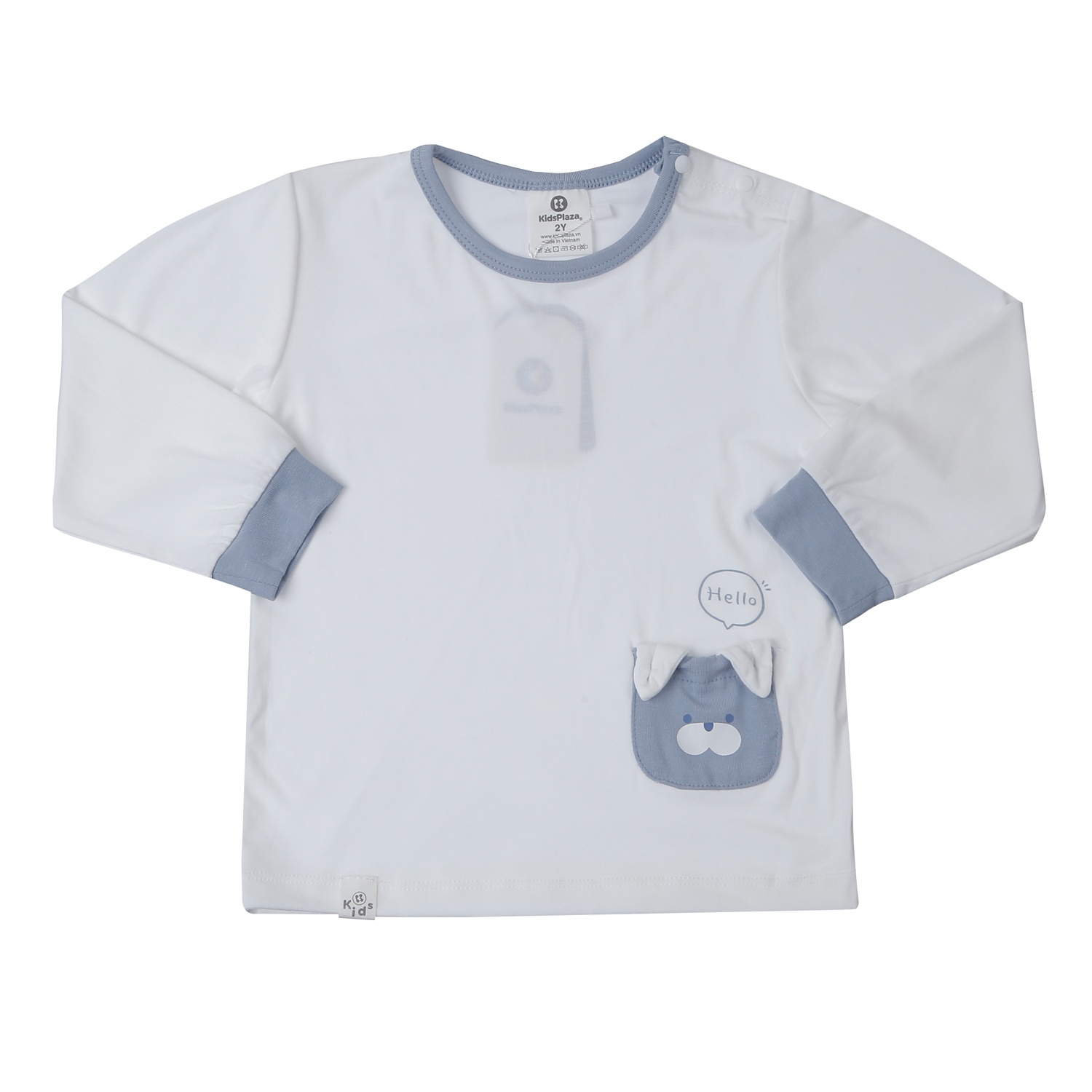  Bộ quần áo dài tay bé trai KidsPlaza Otis gắn túi áo ND25T (Trắng xanh)