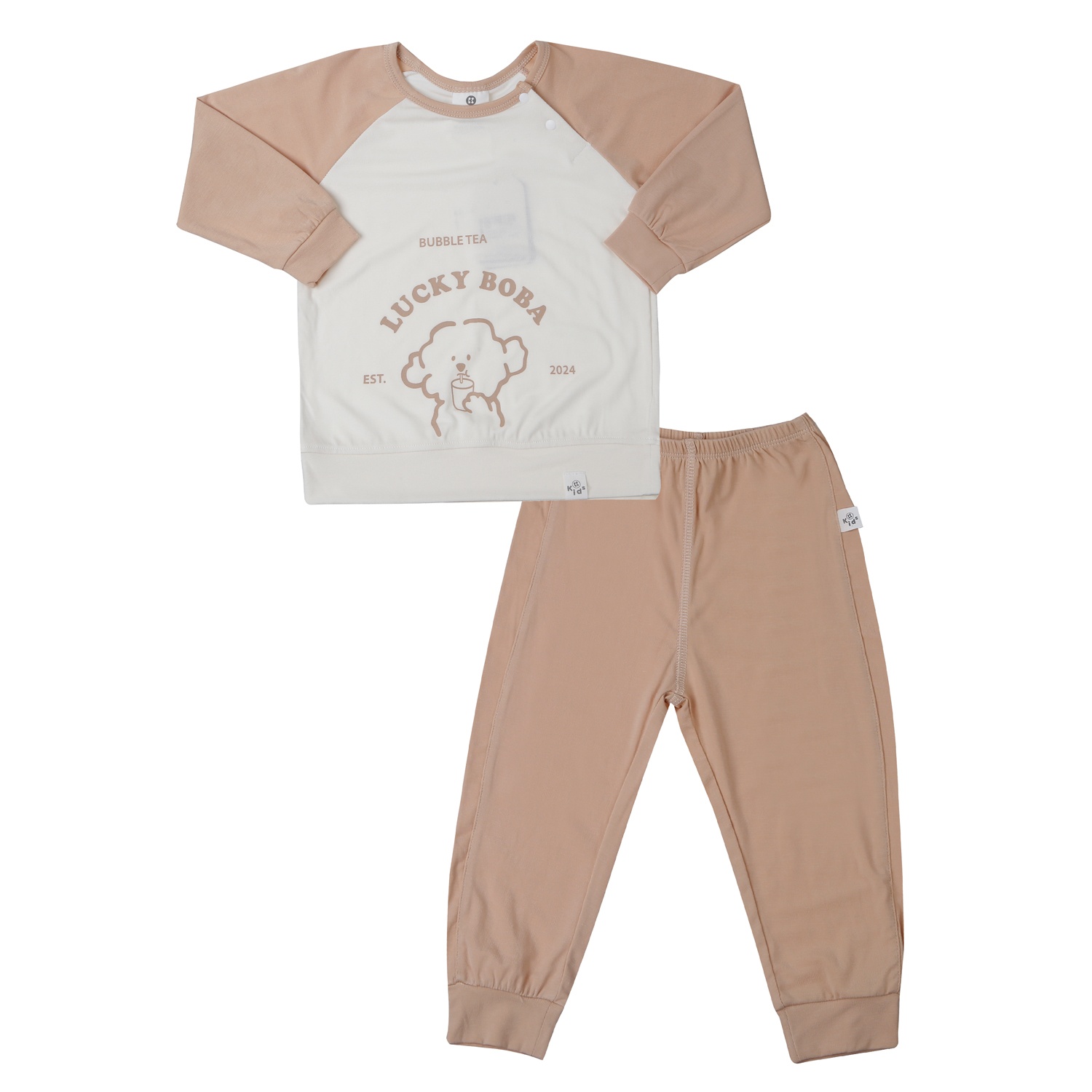 Bộ quần áo dài tay bé trai KidsPlaza Otis in cún ND25T (Nâu be)