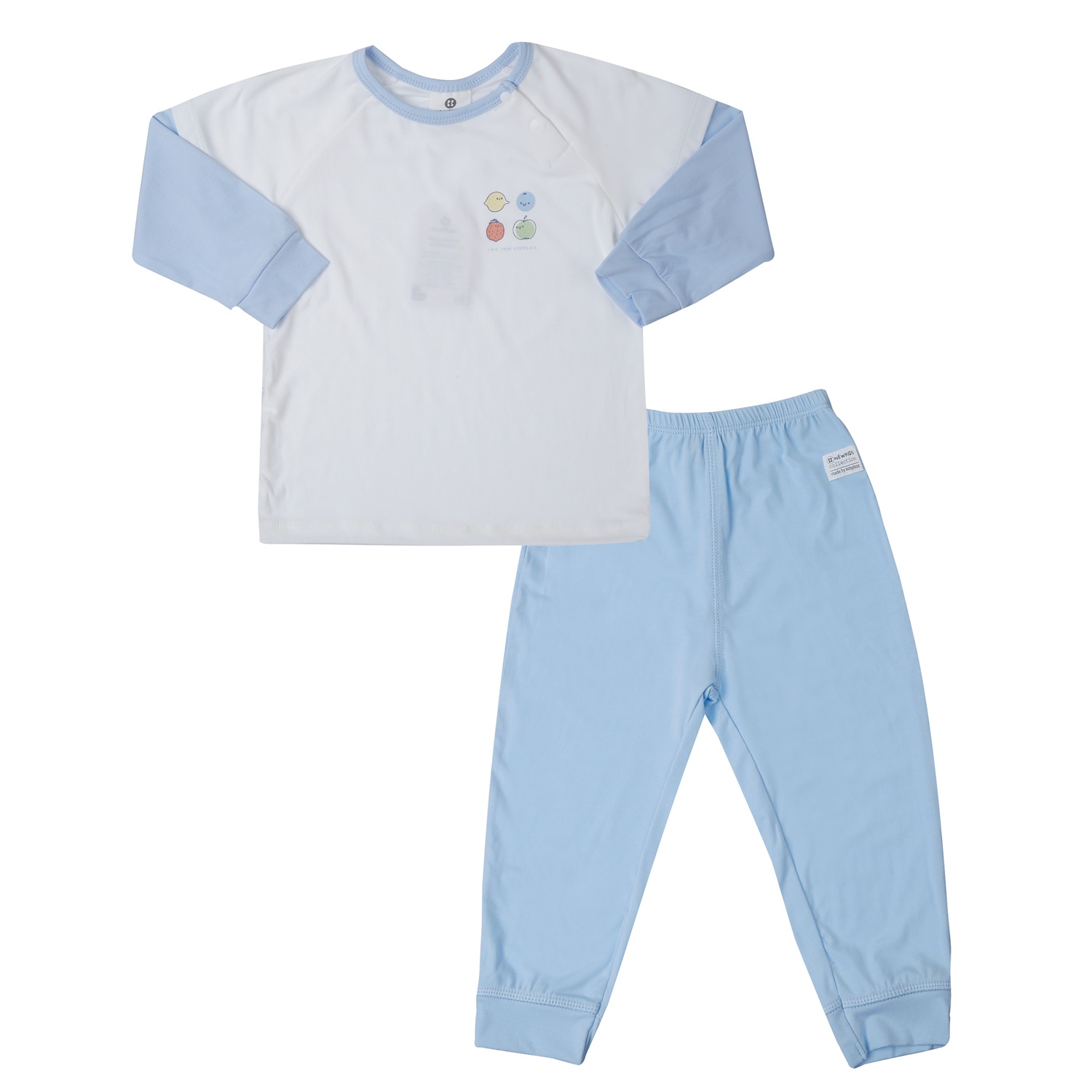 Bộ quần áo dài tay bé trai KidsPlaza Otis in quả ND25T (Trắng xanh)