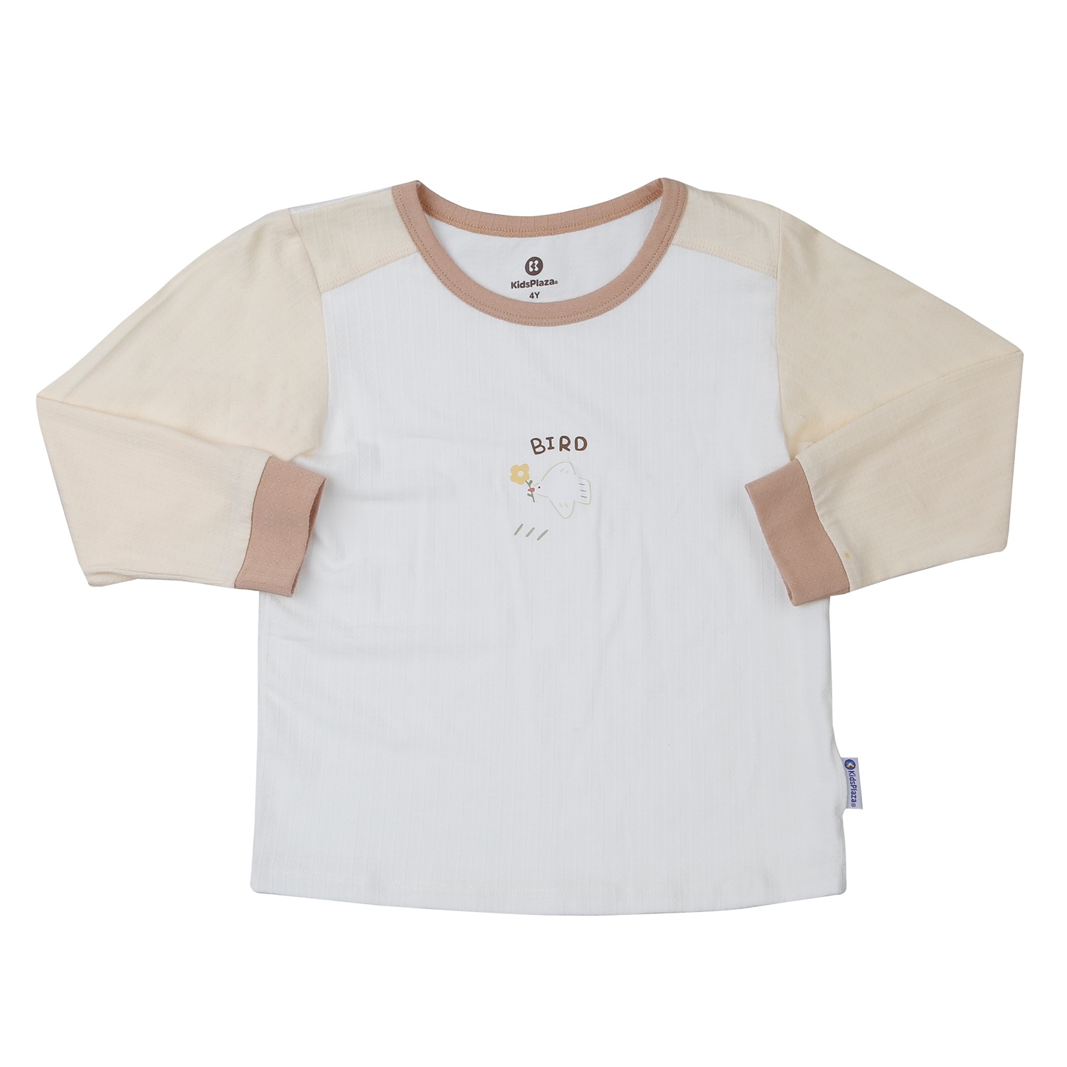 Bộ quần áo dài tay bé trai KidsPlaza rayon in bird M25T (Trắng be)