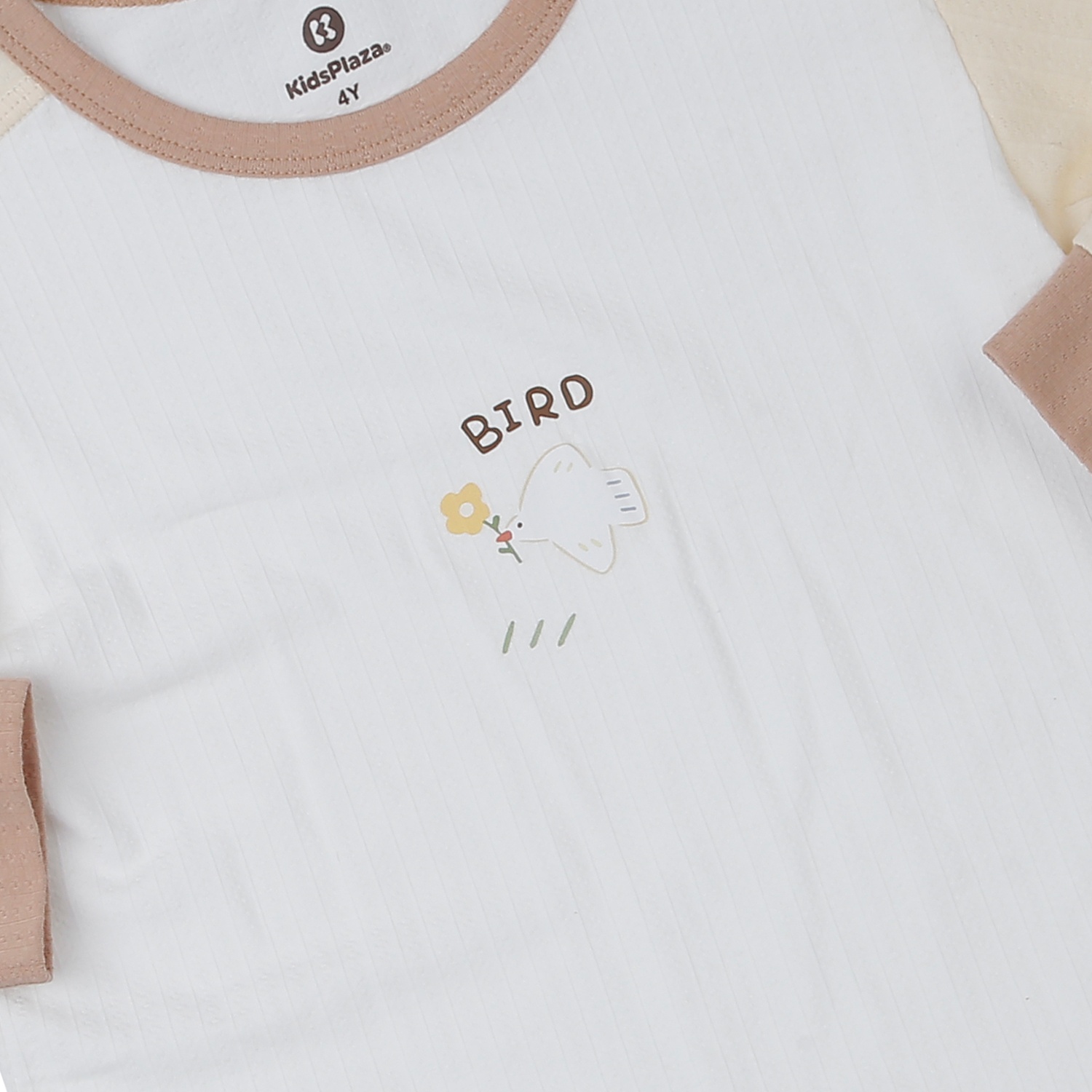 Bộ quần áo dài tay bé trai KidsPlaza rayon in bird M25T (Trắng be) hình 3