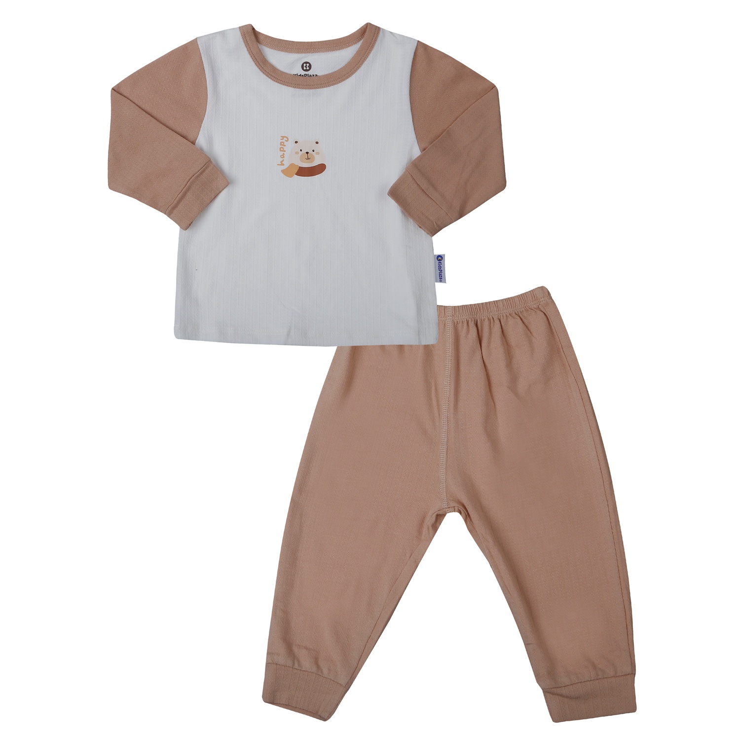 Bộ quần áo dài tay bé trai KidsPlaza rayon in happy M25T (Nâu)