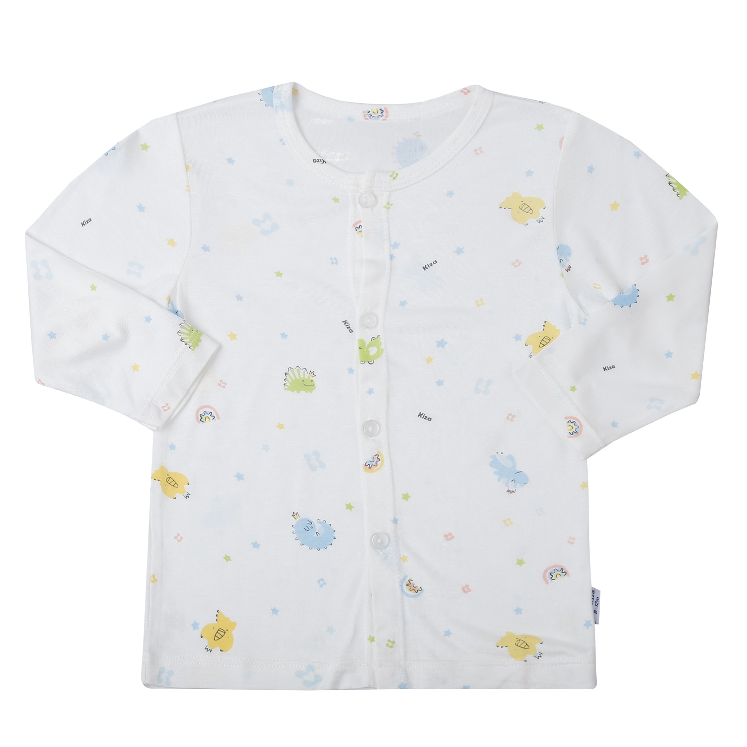 Bộ quần áo dài tay cài giữa Kiza in khủng long ND25T (Trắng xanh) hình 3