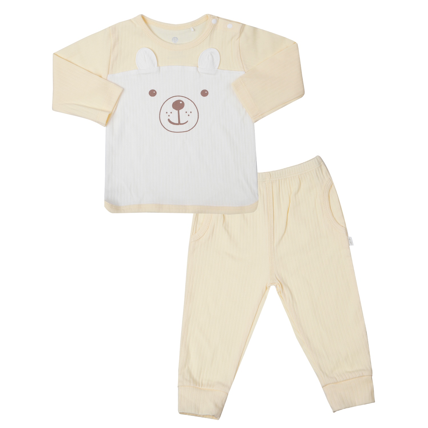 Bộ quần áo dài tay cài vai KidsPlaza kẻ tăm ND25T (Vàng) 