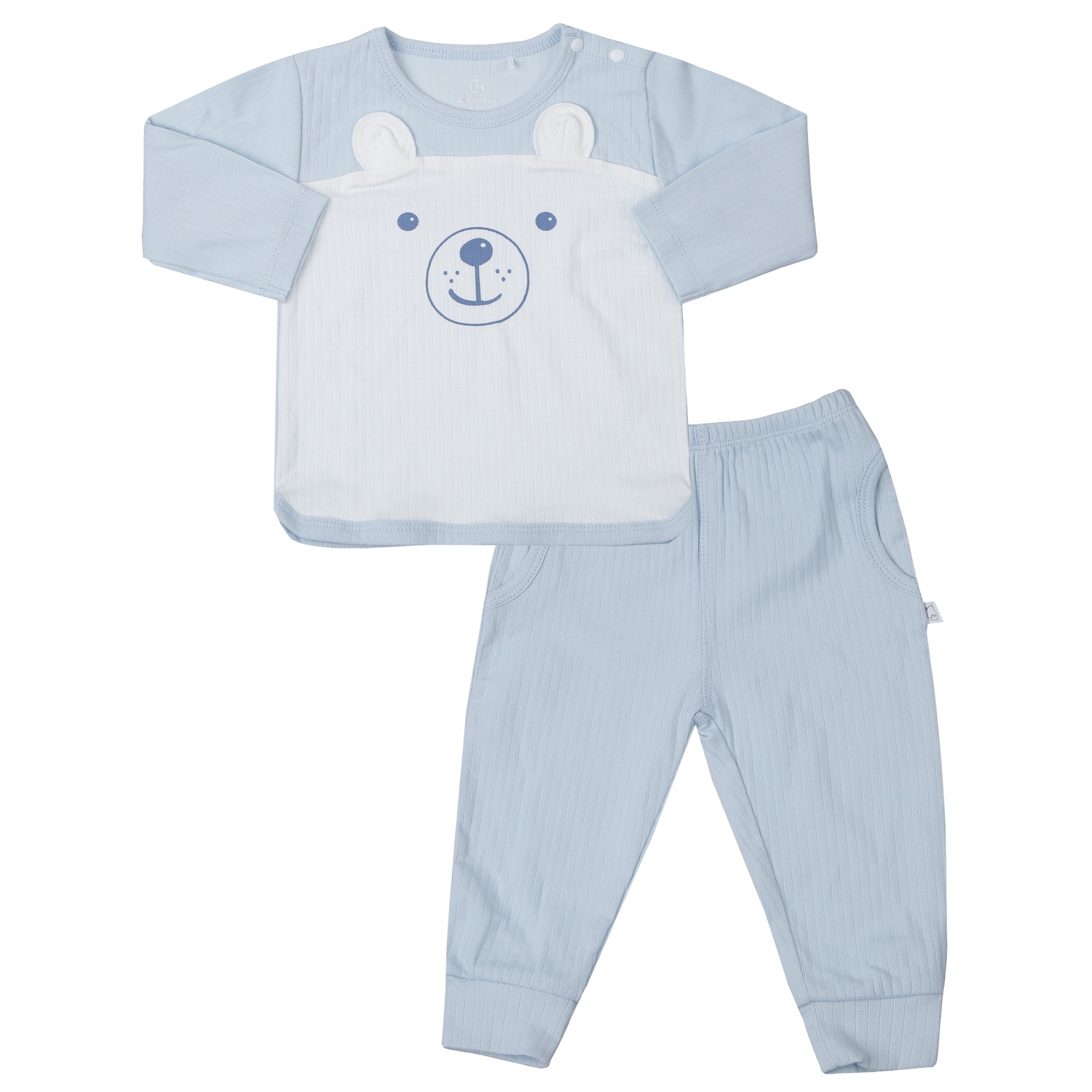 Bộ quần áo dài tay cài vai KidsPlaza kẻ tăm ND25T (Xanh) 