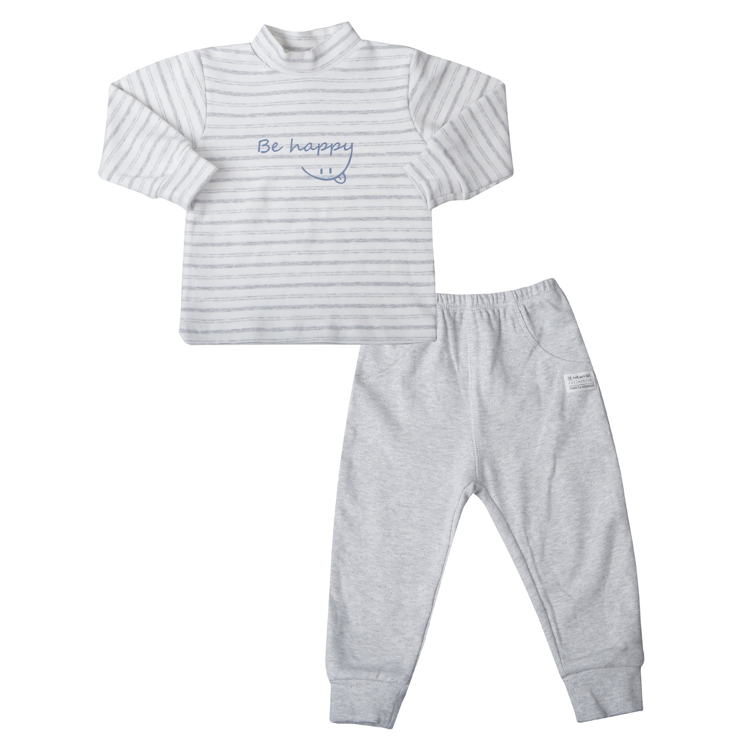 Bộ quần áo dài tay có cổ 3 phân bé trai KidsPlaza nhung ND25D (Ghi) 