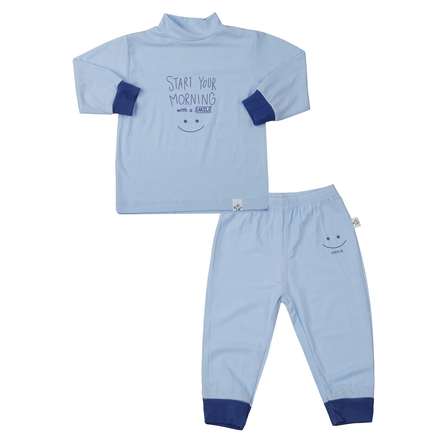 Bộ quần áo dài tay KidsPlaza Otis cổ 3 phân in chữ ND25T (Xanh)