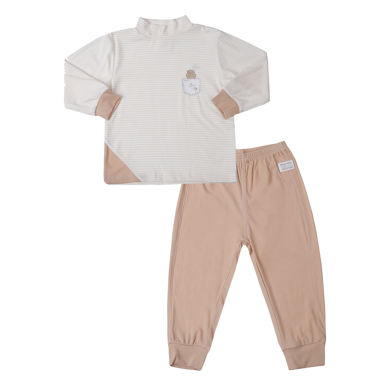 Bộ quần áo dài tay KidsPlaza Otis cổ 3 phân in gấu ND25T (Nâu) 