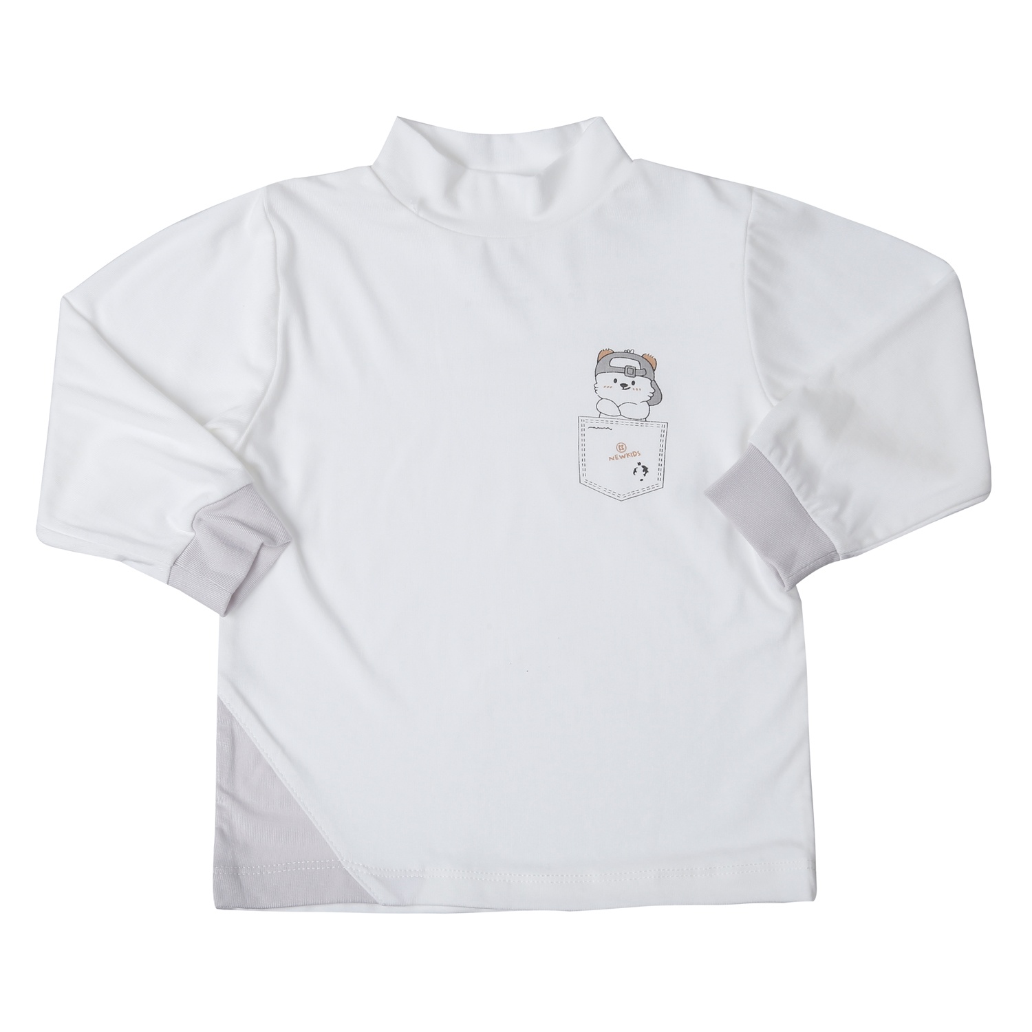 Bộ quần áo dài tay KidsPlaza Otis cổ 3 phân in gấu ND25T (Trắng ghi)