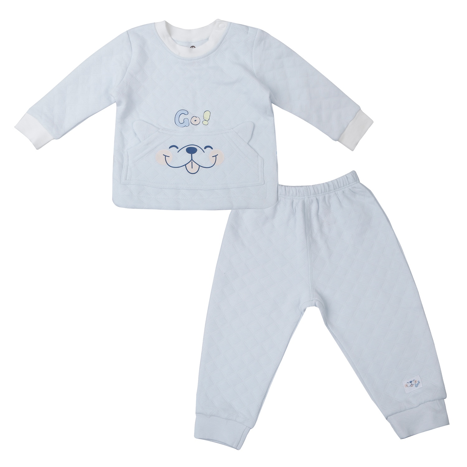 Bộ quần áo dài tay trần bông cài vai KidsPlaza M25D (Xanh)