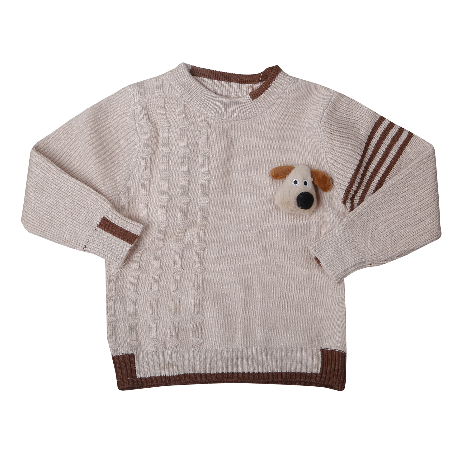 Bộ quần áo len bé trai Mamago gắn con vật 25M-QA05 (Be)