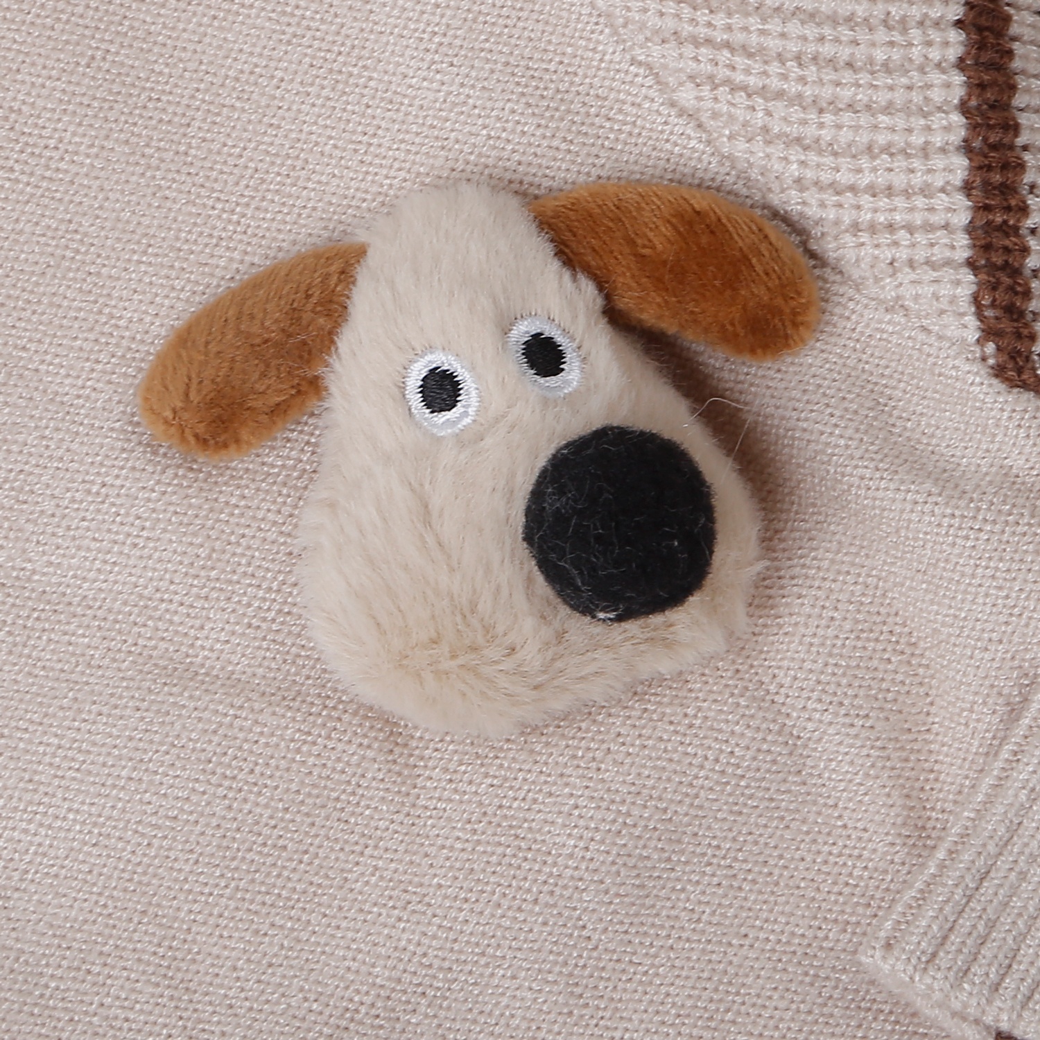 Bộ quần áo len bé trai Mamago gắn con vật 25M-QA05 (Be)