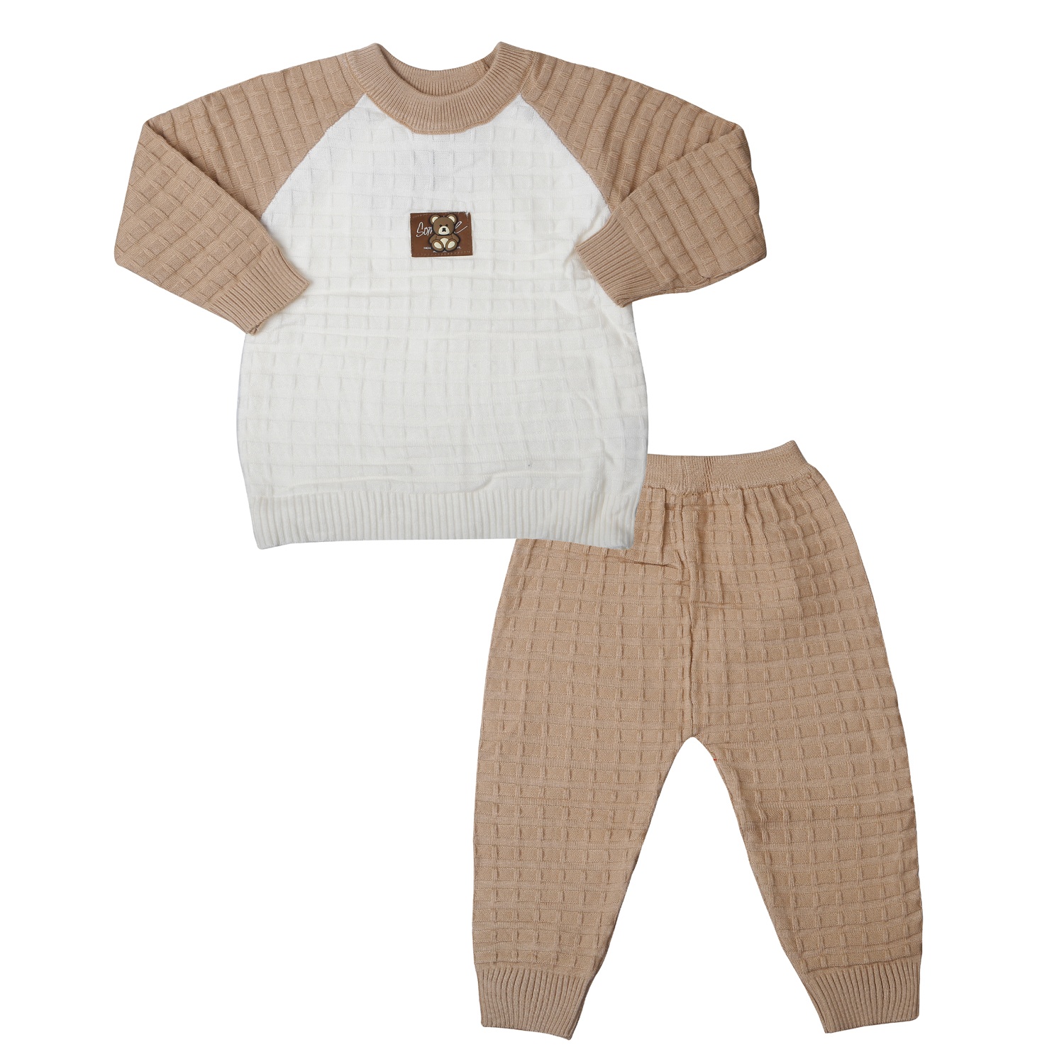Bộ quần áo len cho bé trai Mamago hình gấu 25M-QA01 (Nâu)