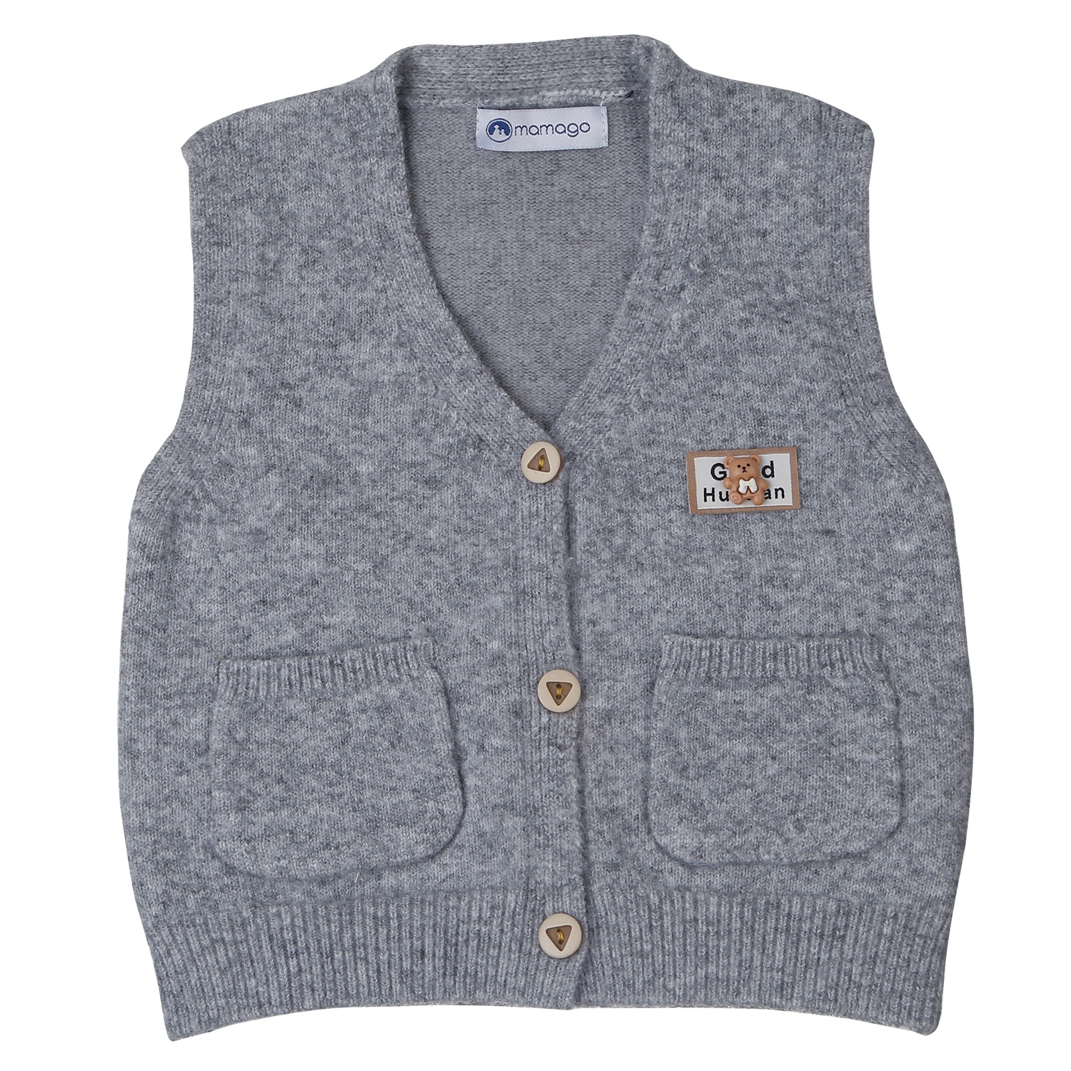 Gile len bé trai Mamago cài cúc 2 tai 25M-G01 (Ghi)