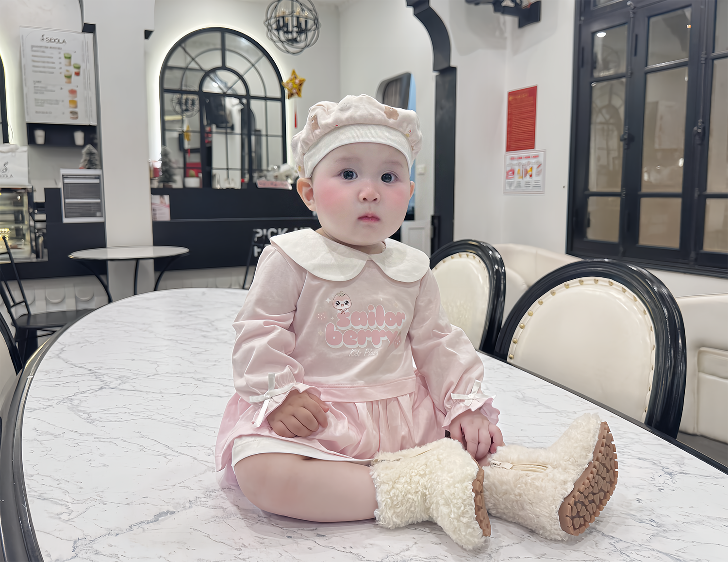 Váy dài bé gái Kidsplaza tay nơ in bery HN25T (Hồng) 3