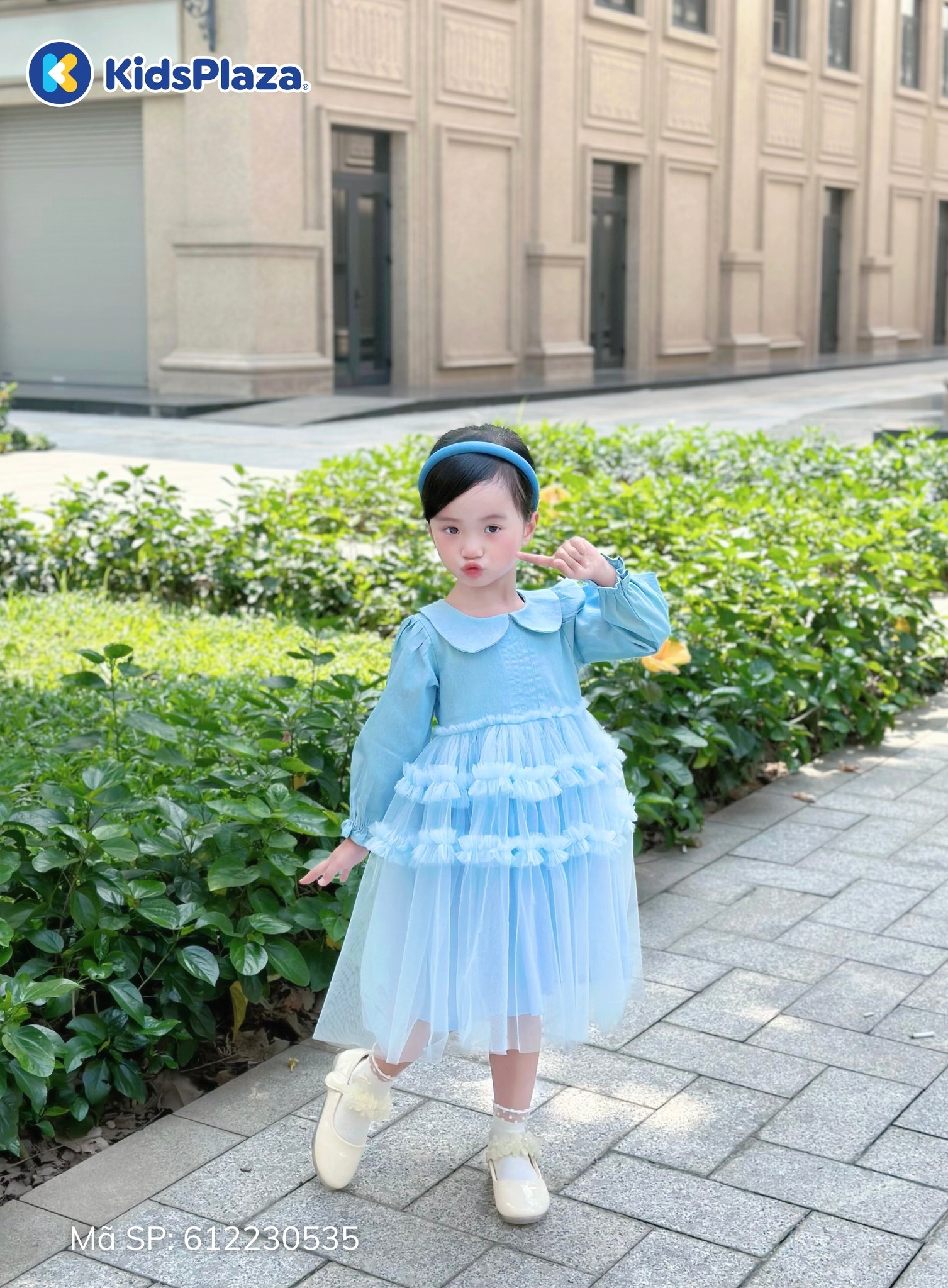 Váy dài bé gái KidsPlaza voan tầng AT25T (Xanh)