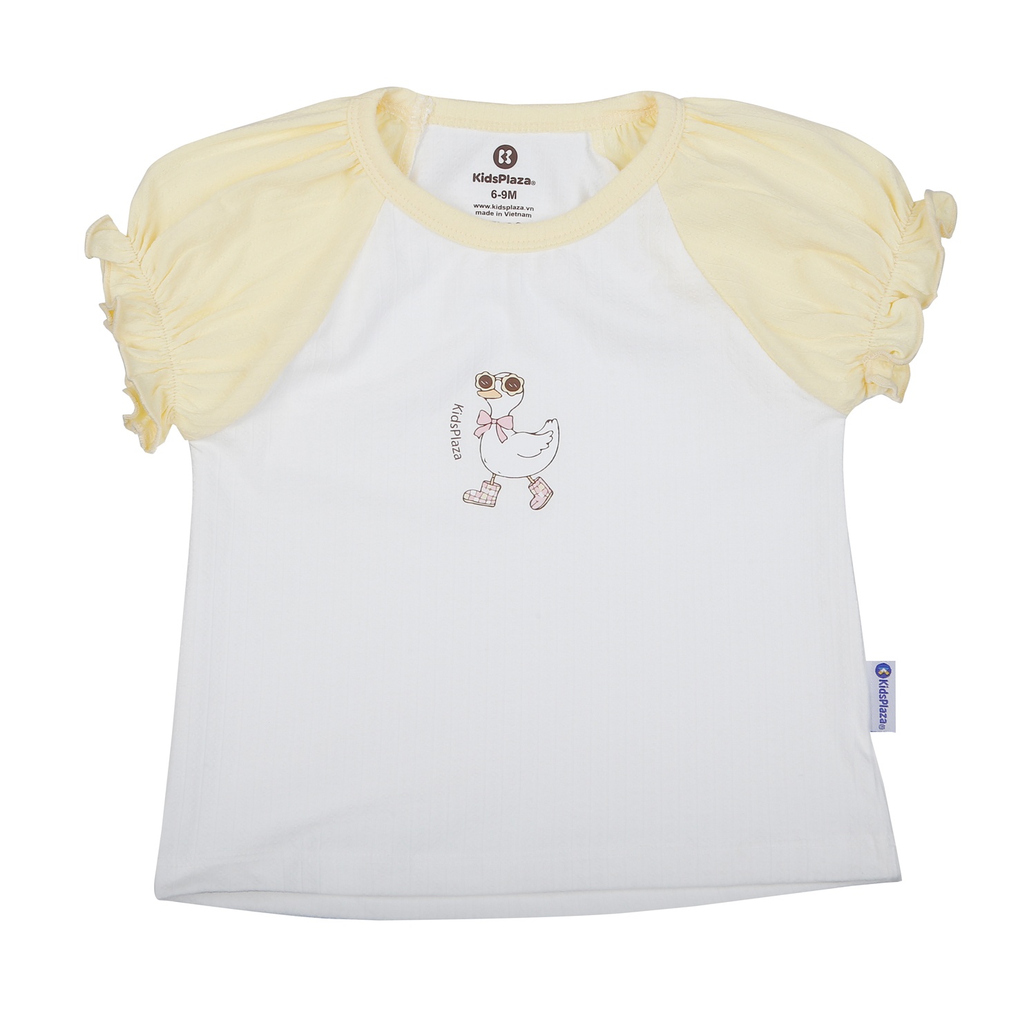 Bộ quần áo cộc tay bé gái KidsPlaza rayon in vịt M26H (Vàng)  hình 3