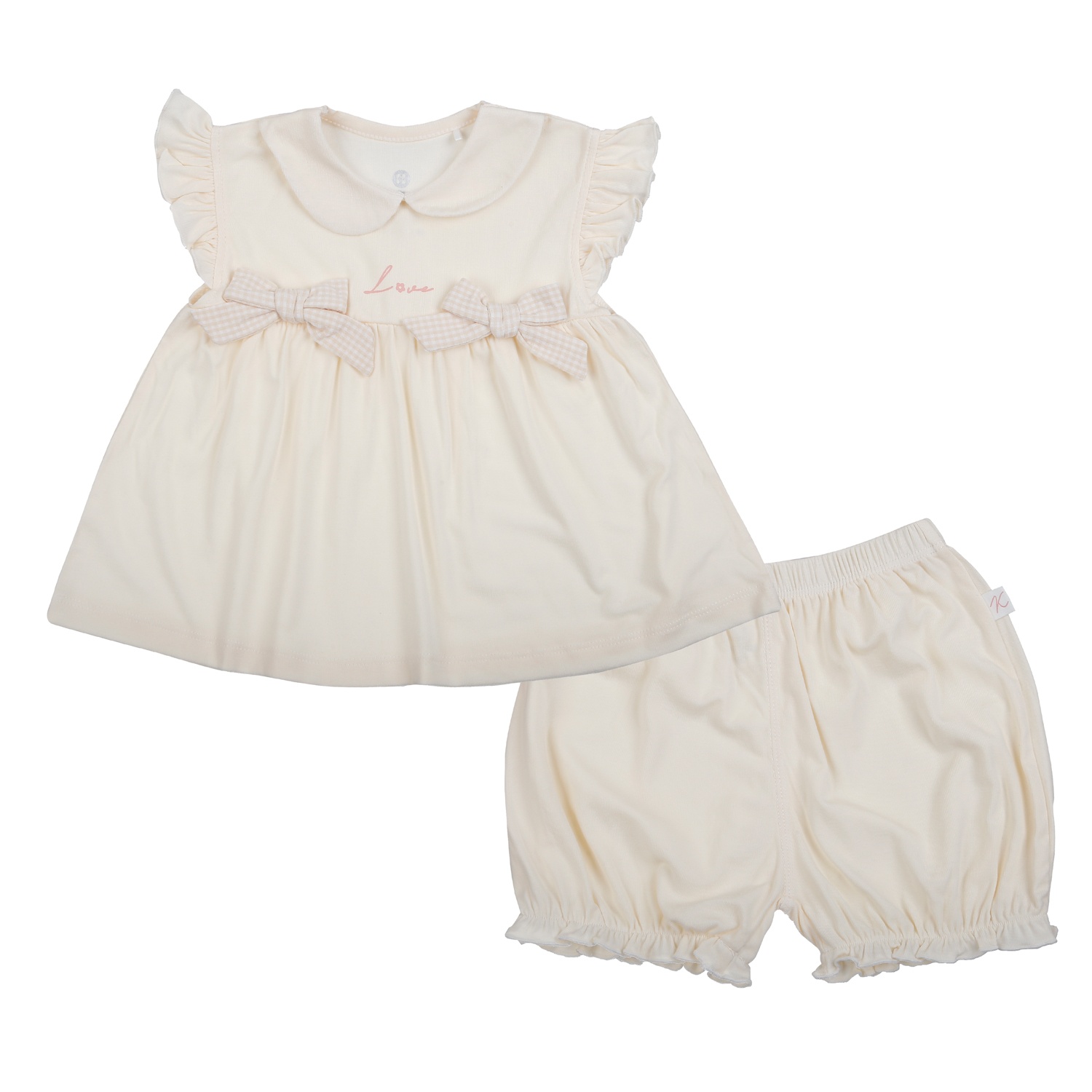 Bộ cộc tay 2 nơ bé gái KidsPlaza Klove2 ND26H (Be) hình 1