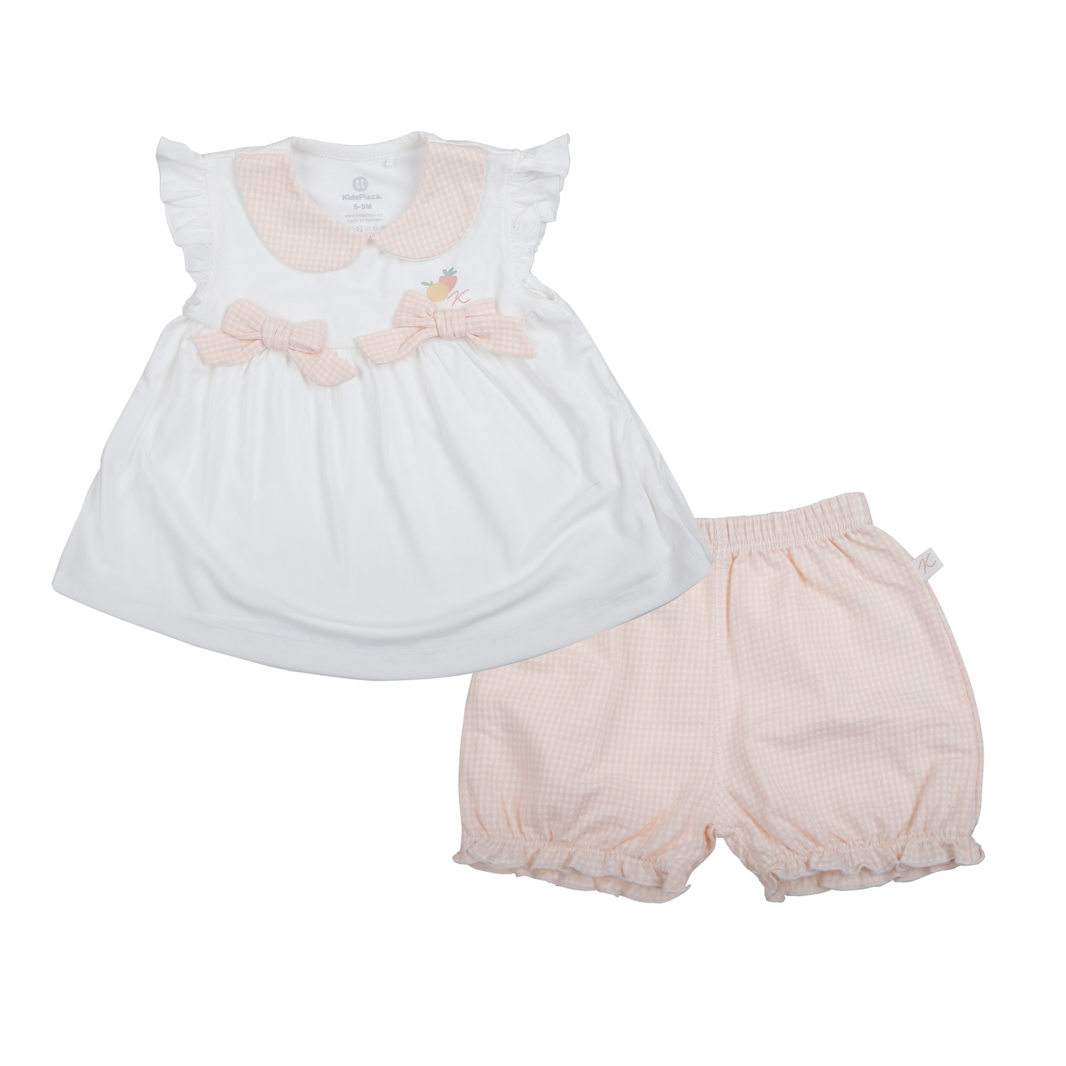 Bộ cộc tay 2 nơ bé gái KidsPlaza Klove2 ND26H (Trắng hồng) hình 1