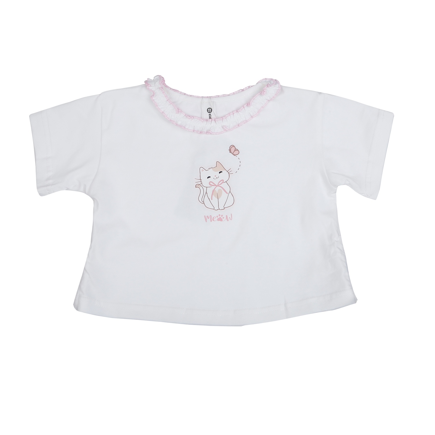 Bộ cộc cổ bèo KidsPlaza in mèo AT26H (Trắng hồng) hình 2