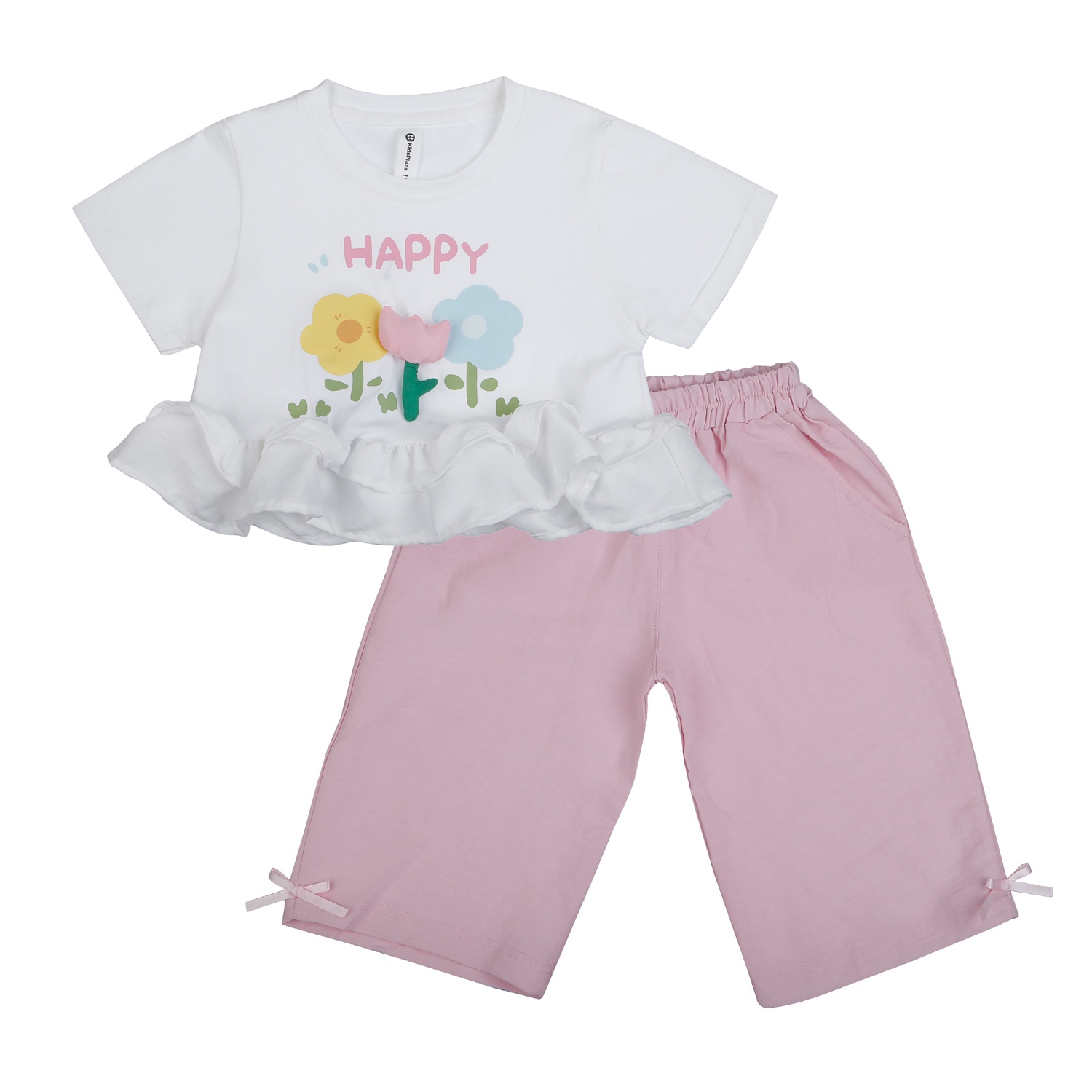 Bộ cộc bé gái KidsPlaza in hoa AT26H (Trắng hồng) hình 1