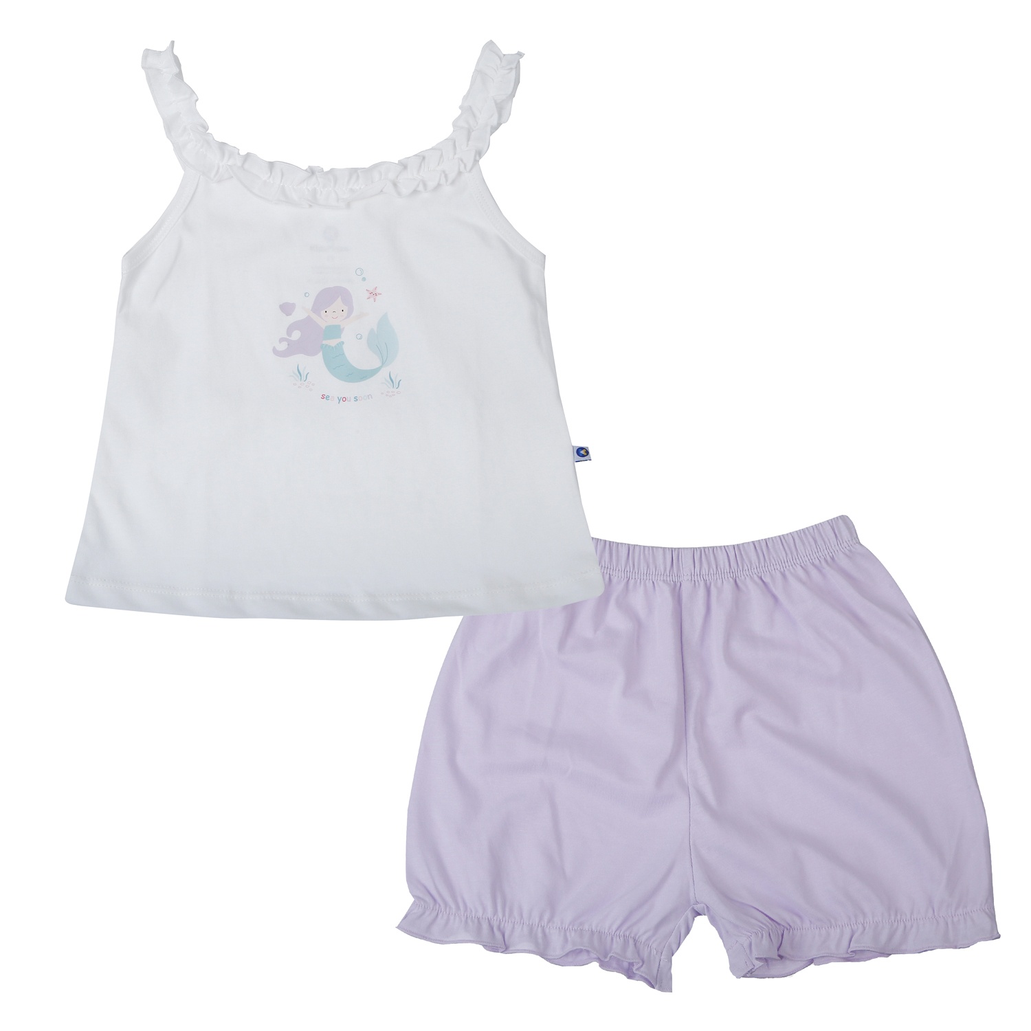 Bộ quần áo 2 dây bé gái KidsPlaza in mermaid HN26H (Trắng tím)  hình 1
