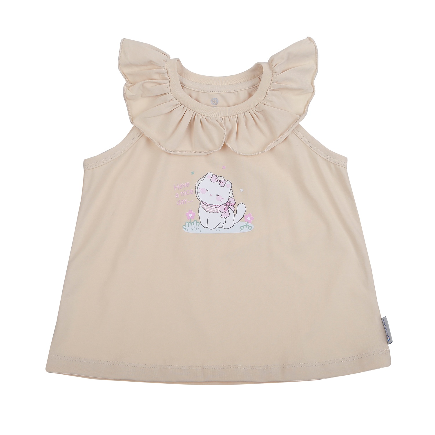 Bộ quần áo cộc tay bé gái KidsPlaza in mèo TT26H (Vàng) hình 2