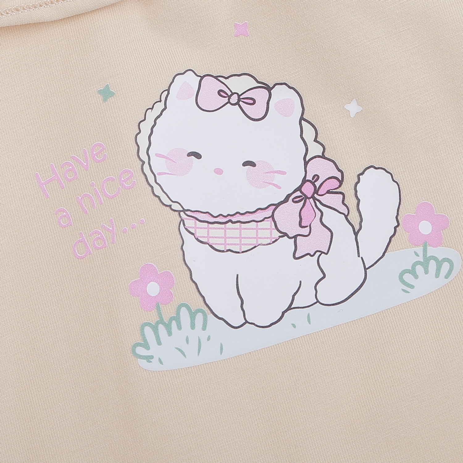 Bộ quần áo cộc tay bé gái KidsPlaza in mèo TT26H (Vàng) hình 3