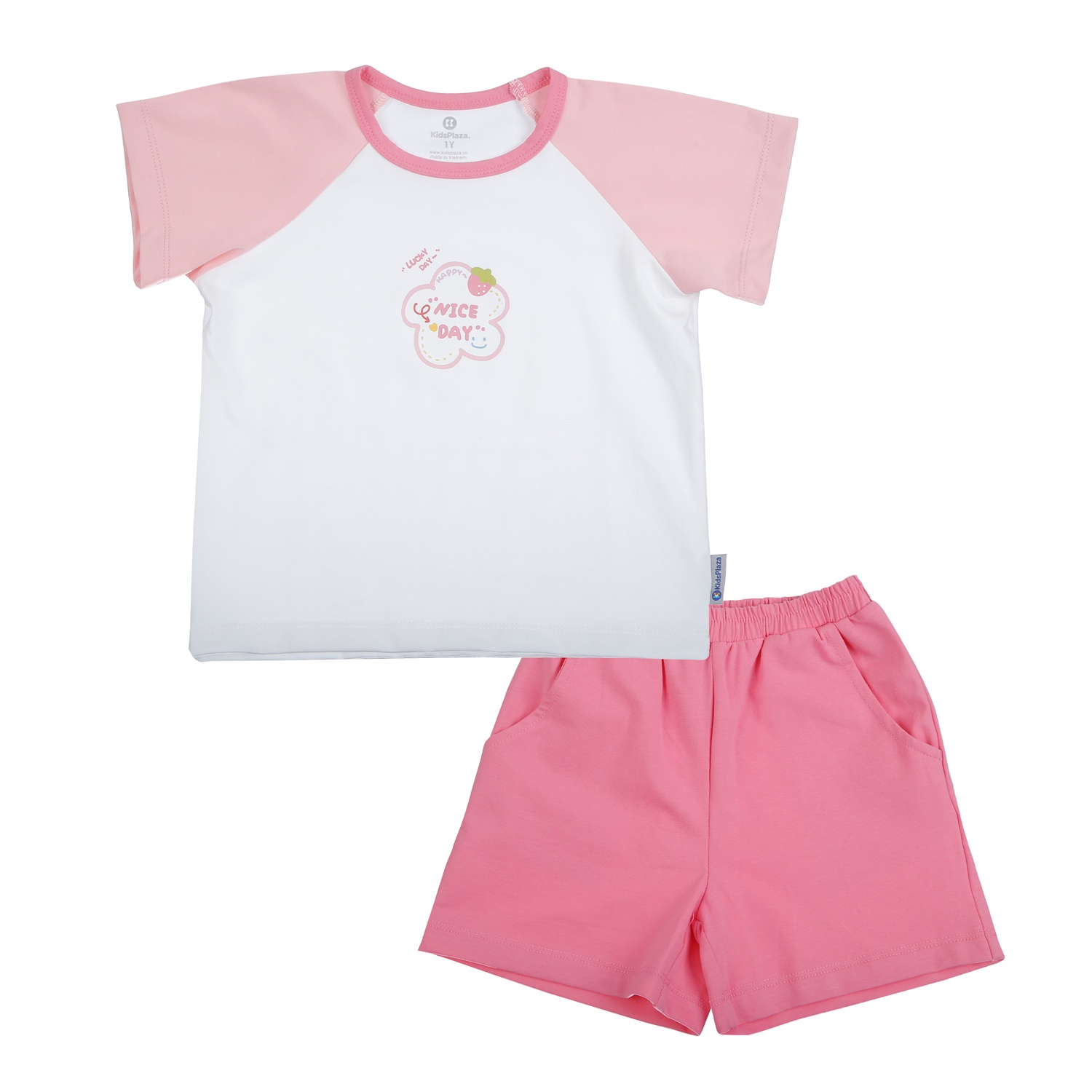 Bộ quần áo cộc tay bé gái KidsPlaza in niceday TT26H (Hồng) hình 1