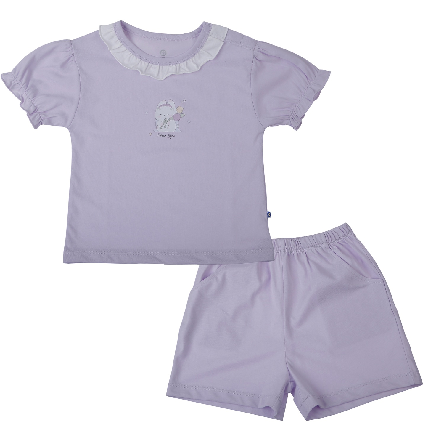 Bộ quần áo cộc tay bé gái KidsPlaza in thỏ sweet love HN26H (Tím) hình 1