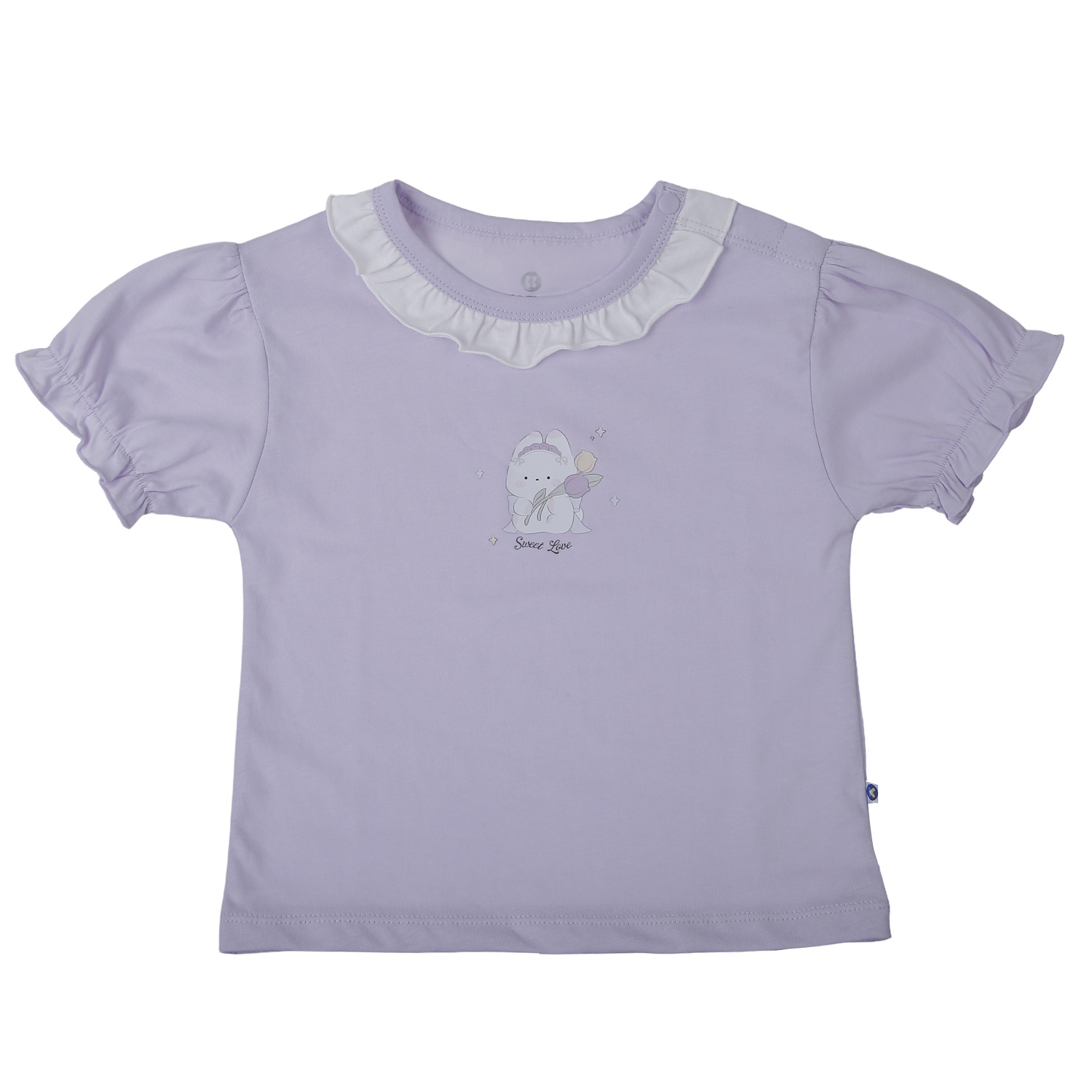 Bộ quần áo cộc tay bé gái KidsPlaza in thỏ sweet love HN26H (Tím) hình 2