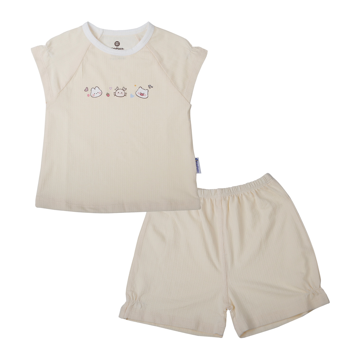 Bộ quần áo cộc tay bé gái KidsPlaza rayon in cua M26H (Vàng) hình 1