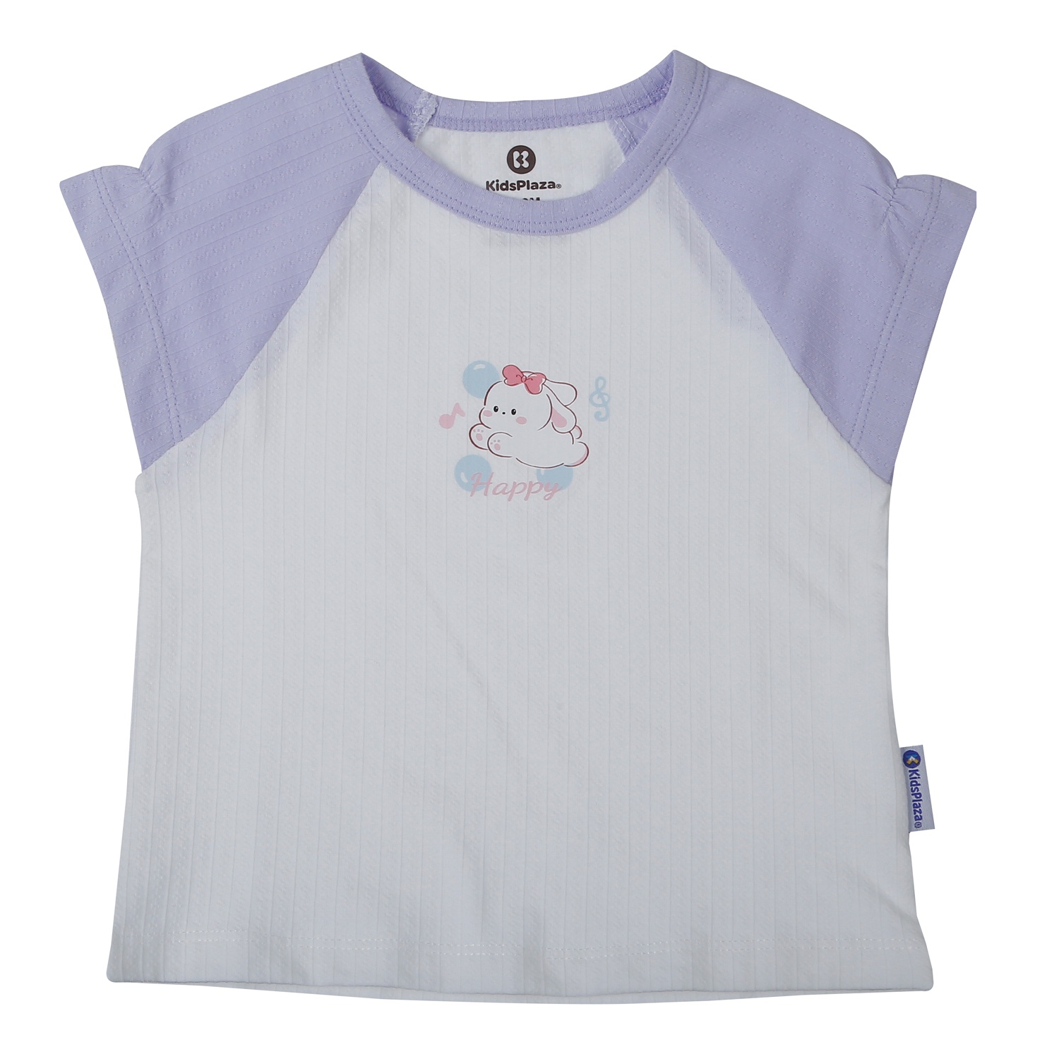 Bộ quần áo cộc tay bé gái KidsPlaza rayon in mèo M26H (Trắng tím) hình 2