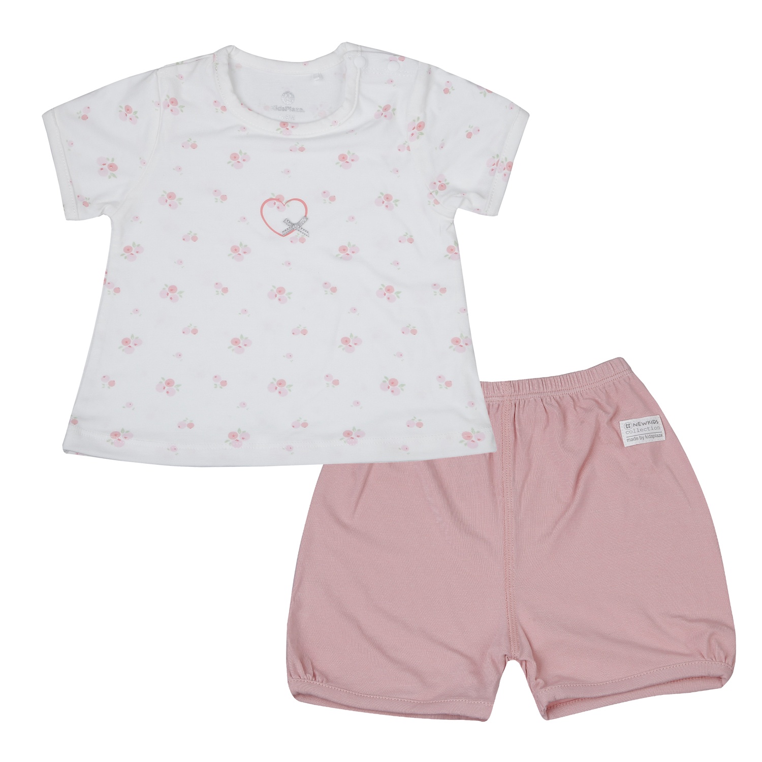 Bộ quần áo cộc tay cài vai KidsPlaza Otis in hoa ND26H (Hồng) hình 1