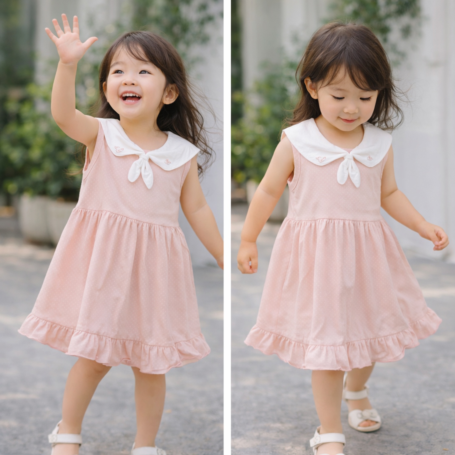 Váy ba lỗ bé gái KidsPlaza Klove1 ND25H (Trắng hồng) hình 2