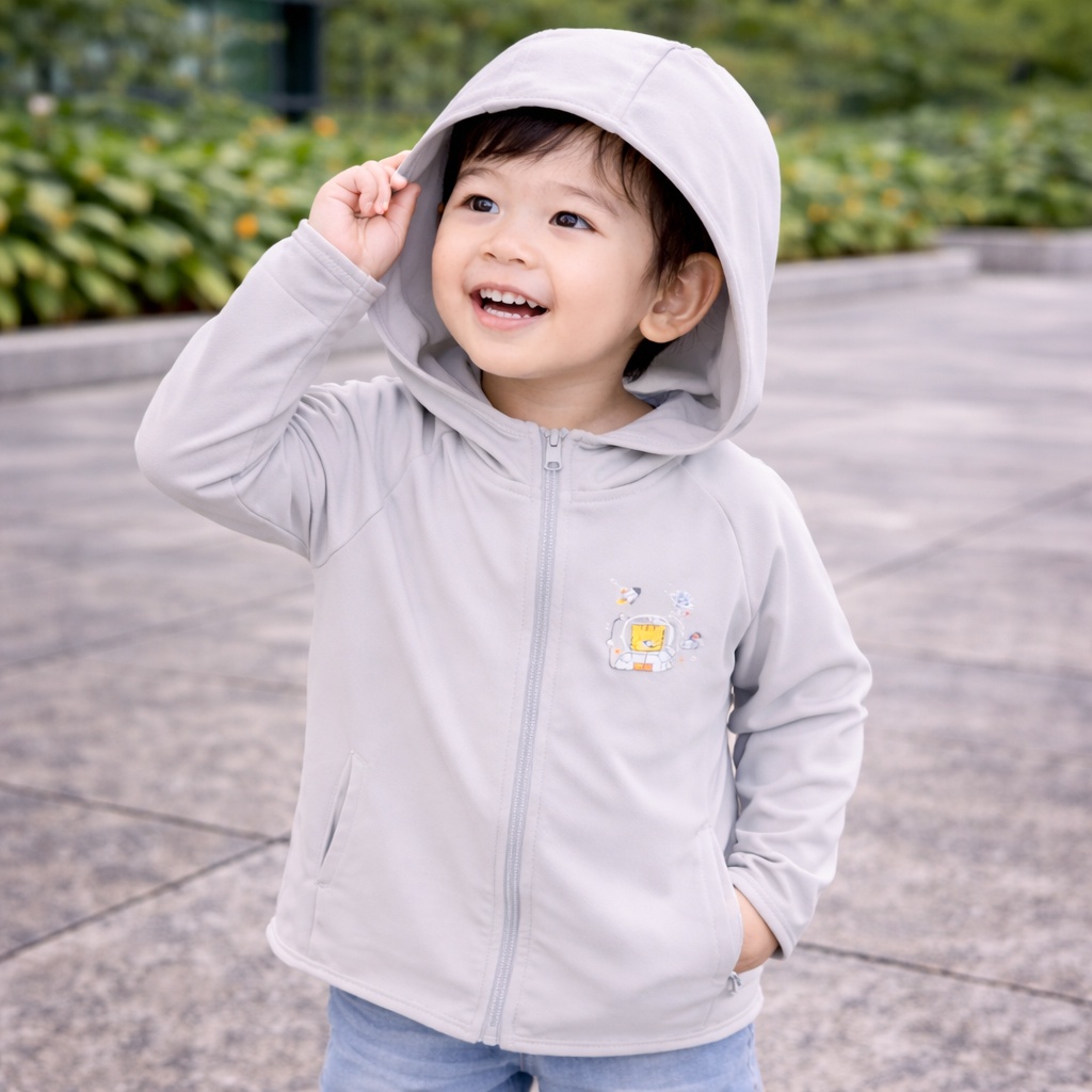 Áo chống nắng bé trai KidsPlaza mèo TT26H (Ghi) hình 1