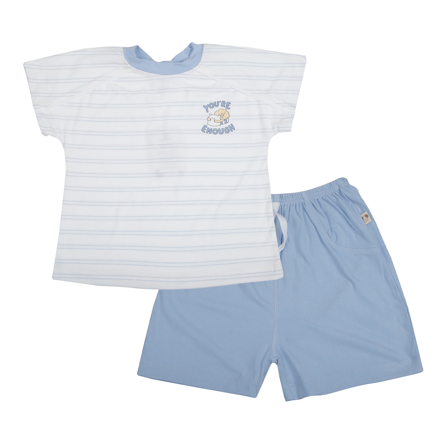 Bộ quần áo cộc tay bé trai KidsPlaza BBSTYLE ND26H (Trắng xanh)  hình 1